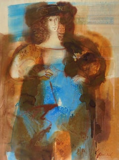 Lady in blue. 1982. Paper, watercolor, 100x73 cm