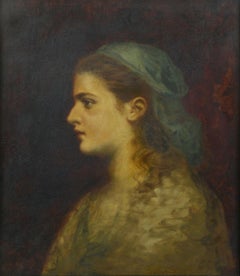 Young girl portrait. Late 19th Century. Oil on canvas, 55, 5x46 cm