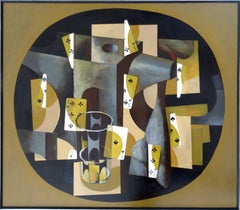 Le jeu V. 2004. Huile et collage sur carton, 100 x 115 cm