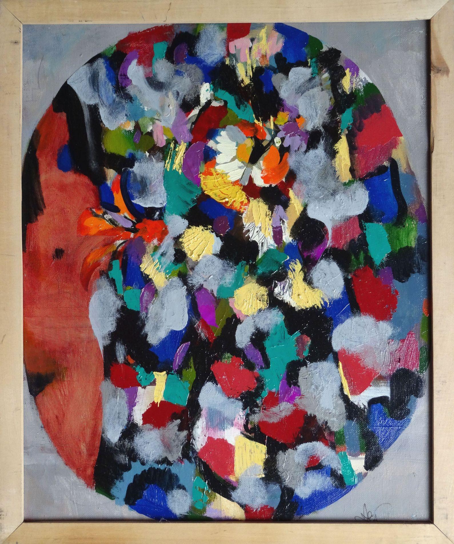 Flowers. 1996, oil on canvas, 69x57 cm  - Painting by Janis Zemitis