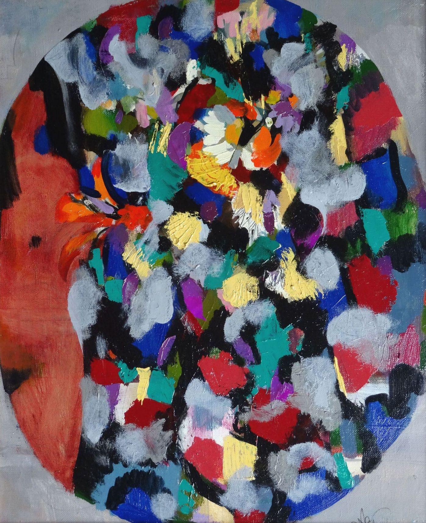 Nude Painting Janis Zemitis - Flowers. 1996, huile sur toile, 69 x57 cm 