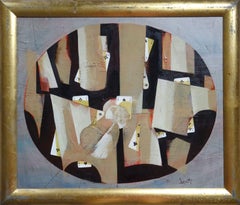 Verre inversé. 1998, huile, collage sur carton, 45 x59 cm