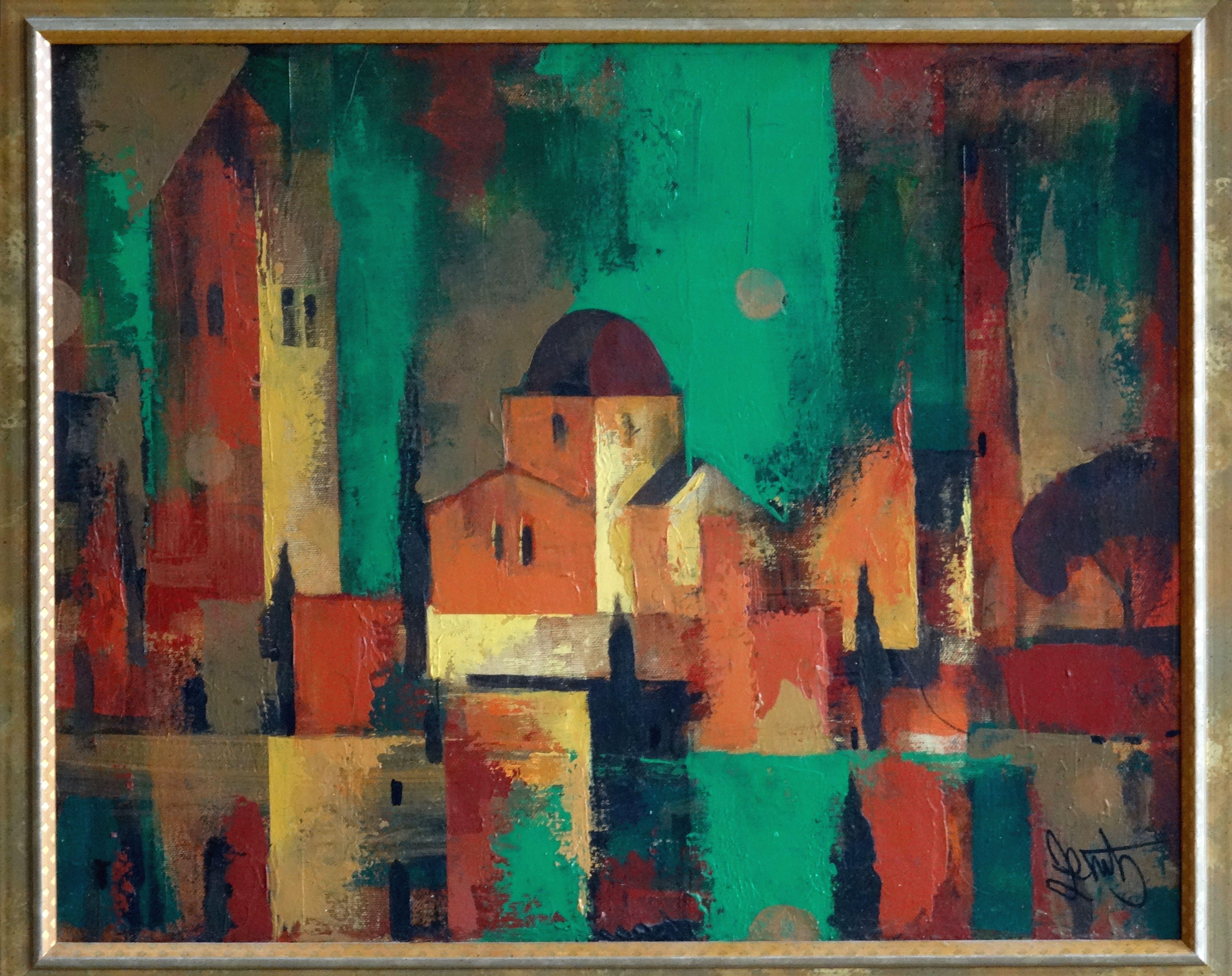 Winter in Jerusalem. 1997 oil on canvas, 40x50 cm - Painting by Janis Zemitis