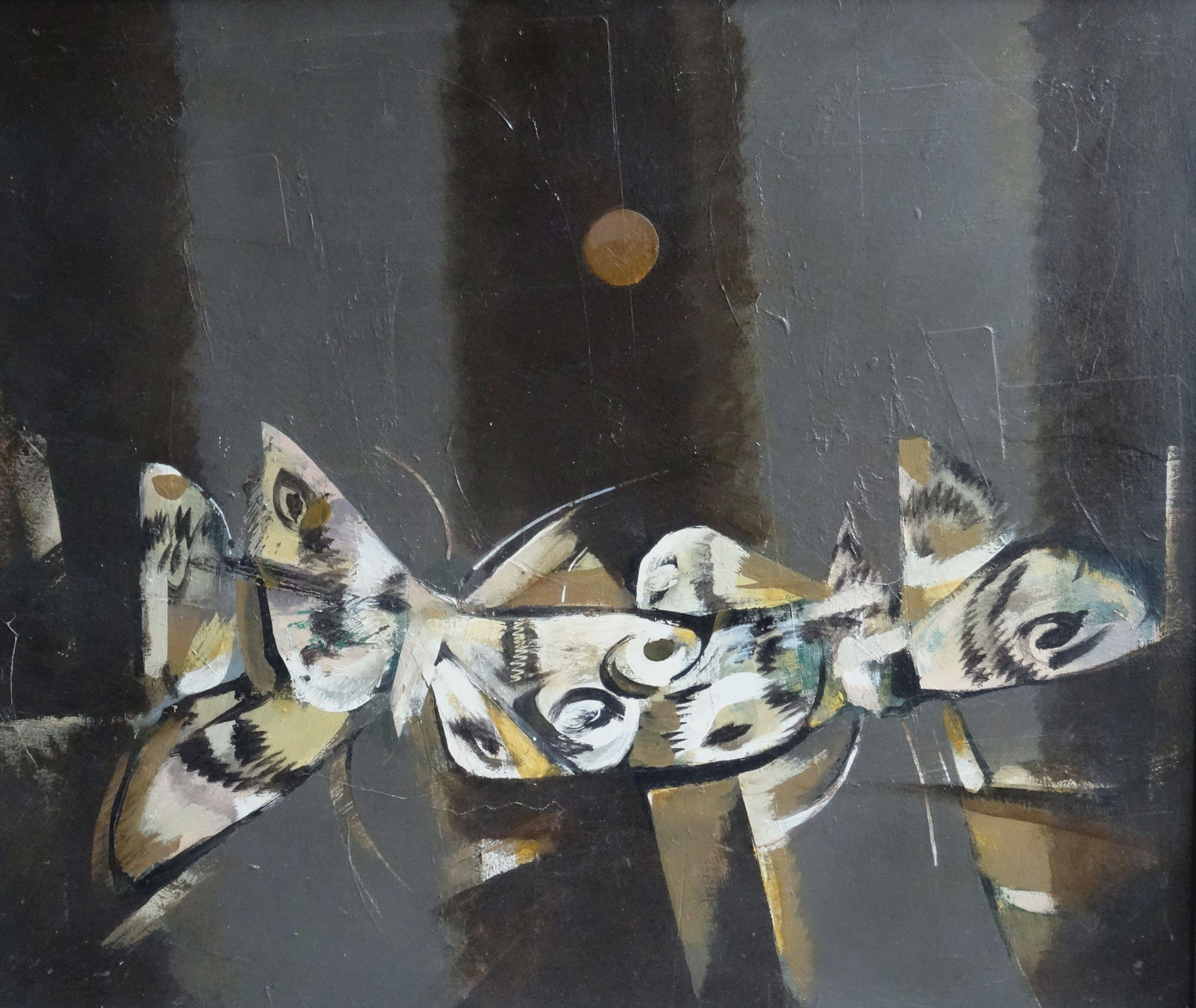 Janis Zemitis Abstract Painting - Flight. 2001, oil on cardboard, 67x79 cm