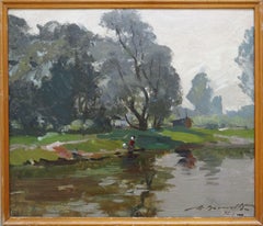 La orilla del lago. 1972, óleo sobre cartón, 30x35 cm