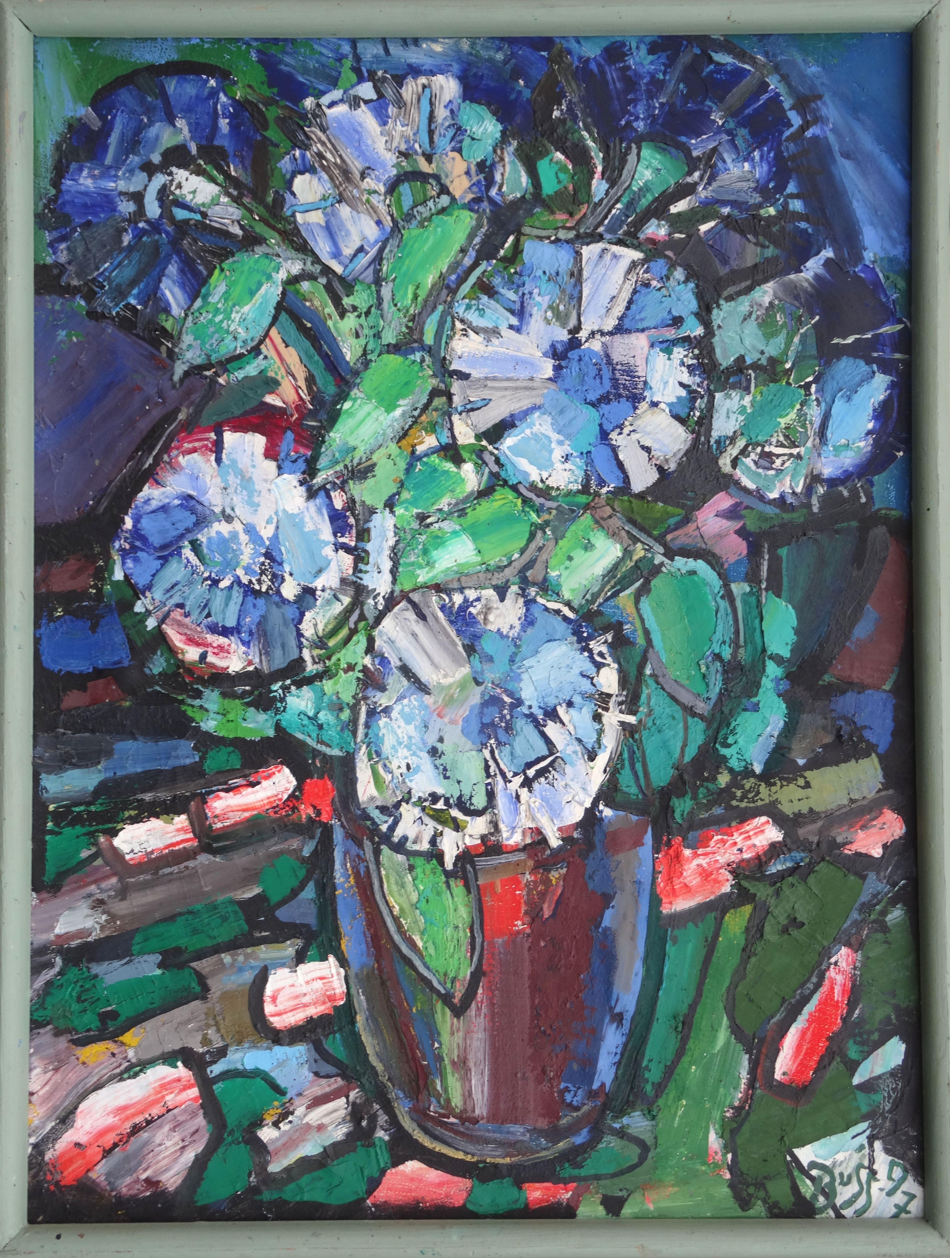 Flores. 1997. Óleo sobre lienzo, 60x45 cm - Painting de Valdis Bush