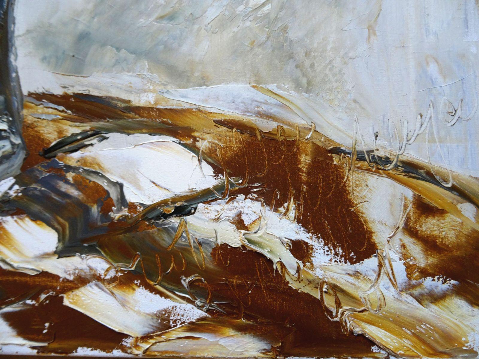 White peonies. 2015. Oil on canvas, 70x75cm - Painting by Alla Preobrazhenskaya 