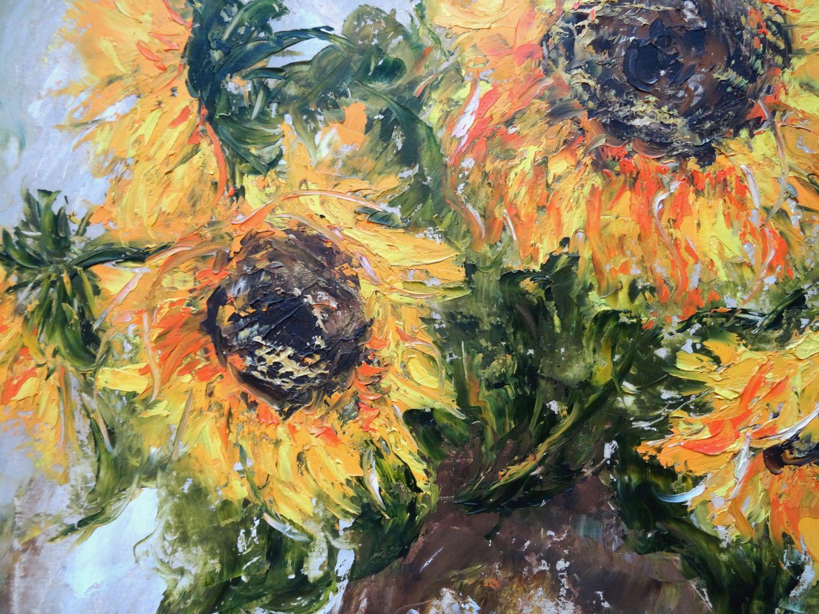 Sunflowers. 2016. Oil on canvas, 70x70cm - Contemporary Painting by Alla Preobrazhenskaya 