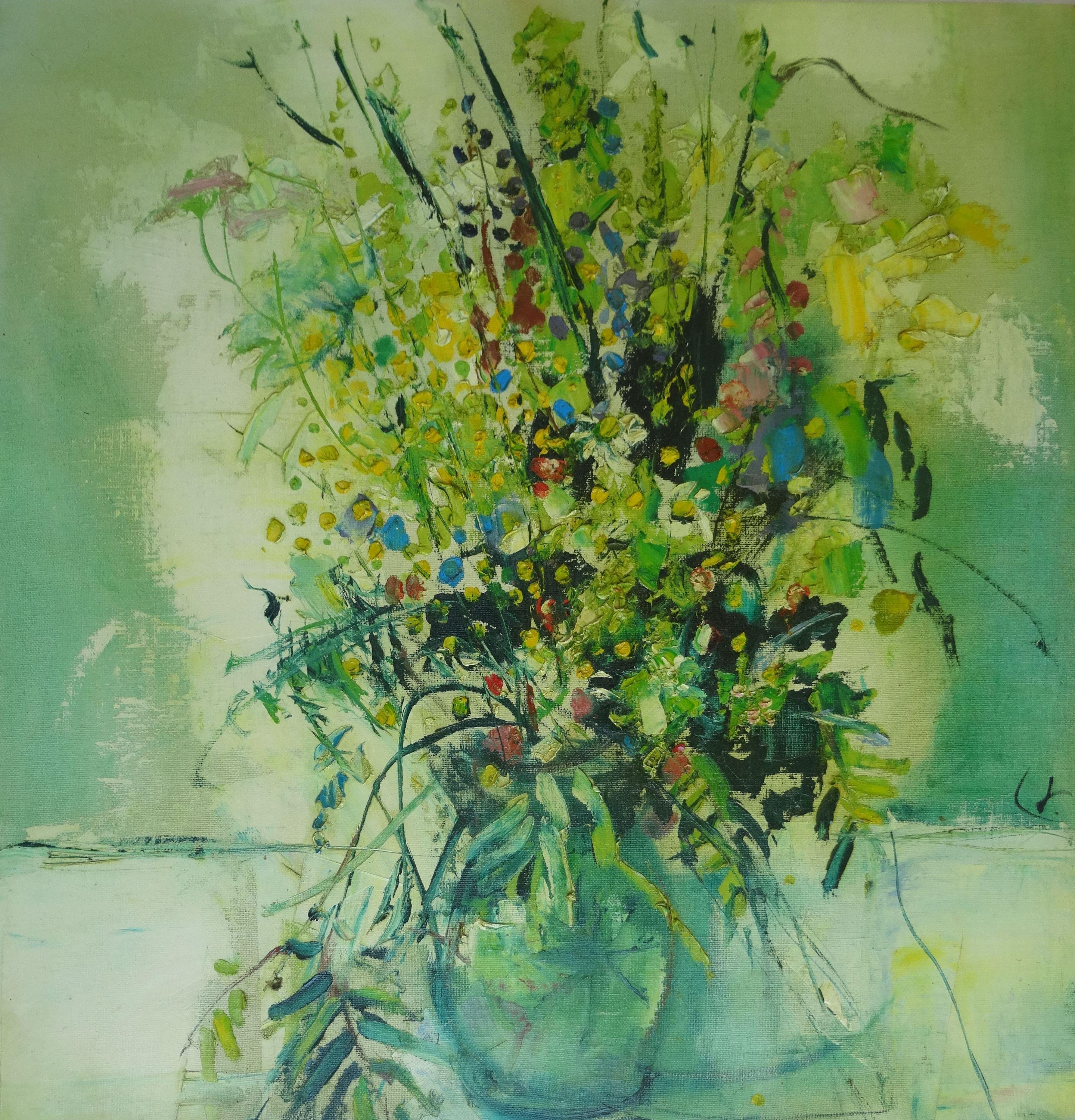 Juris Toropins Still-Life Painting - Flowers. 2000. Oil on canvas, 113x108 cm