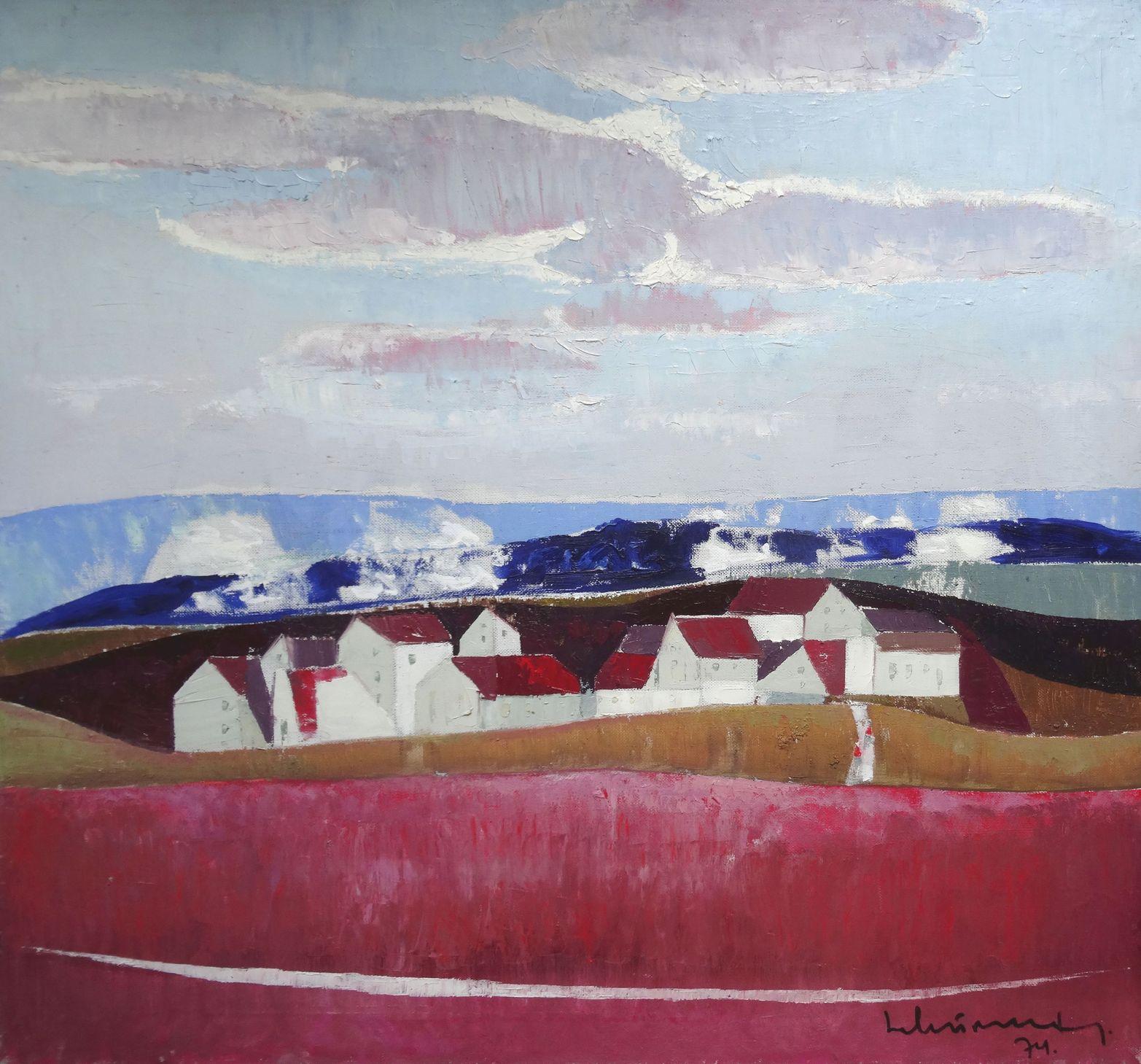 Laimdots Murnieks Landscape Painting - Spring. 1974. Oil on canvas, 92x100 cm