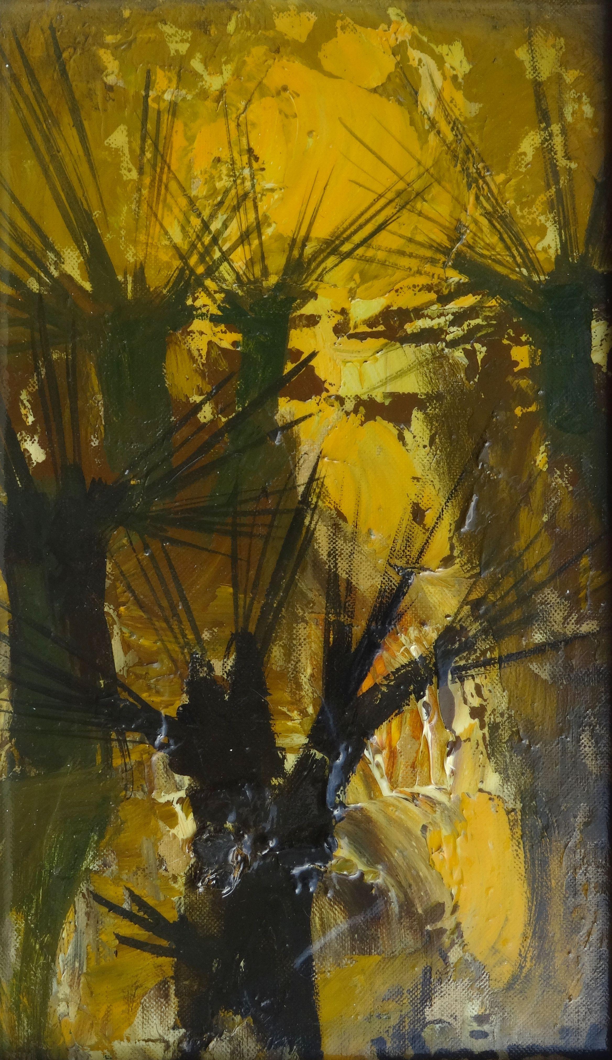 Laimdots Murnieks Landscape Painting – Reflektion. 1999, Karton, Öl, 20,5x12 cm