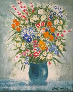Vintage Vase with field flowers. 1985. Oil on cardboard, 68x54, 5 cm