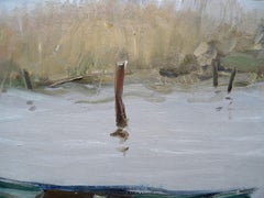 Boats on the shore of the lake. 1957. Oil on cardboard, 78x98 cm