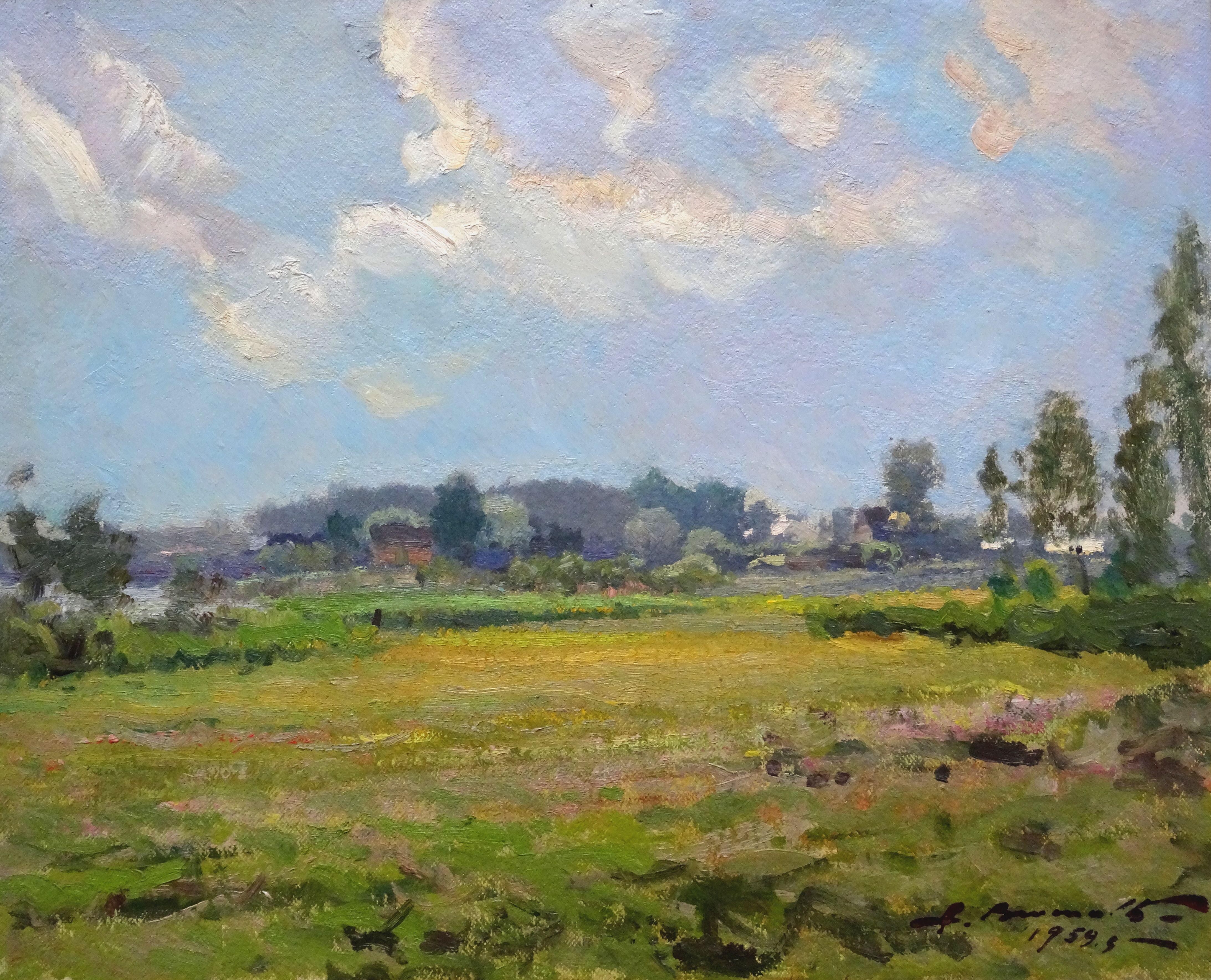 Outskirts of town. 1959, oil on cardboard, 44x54 cm
