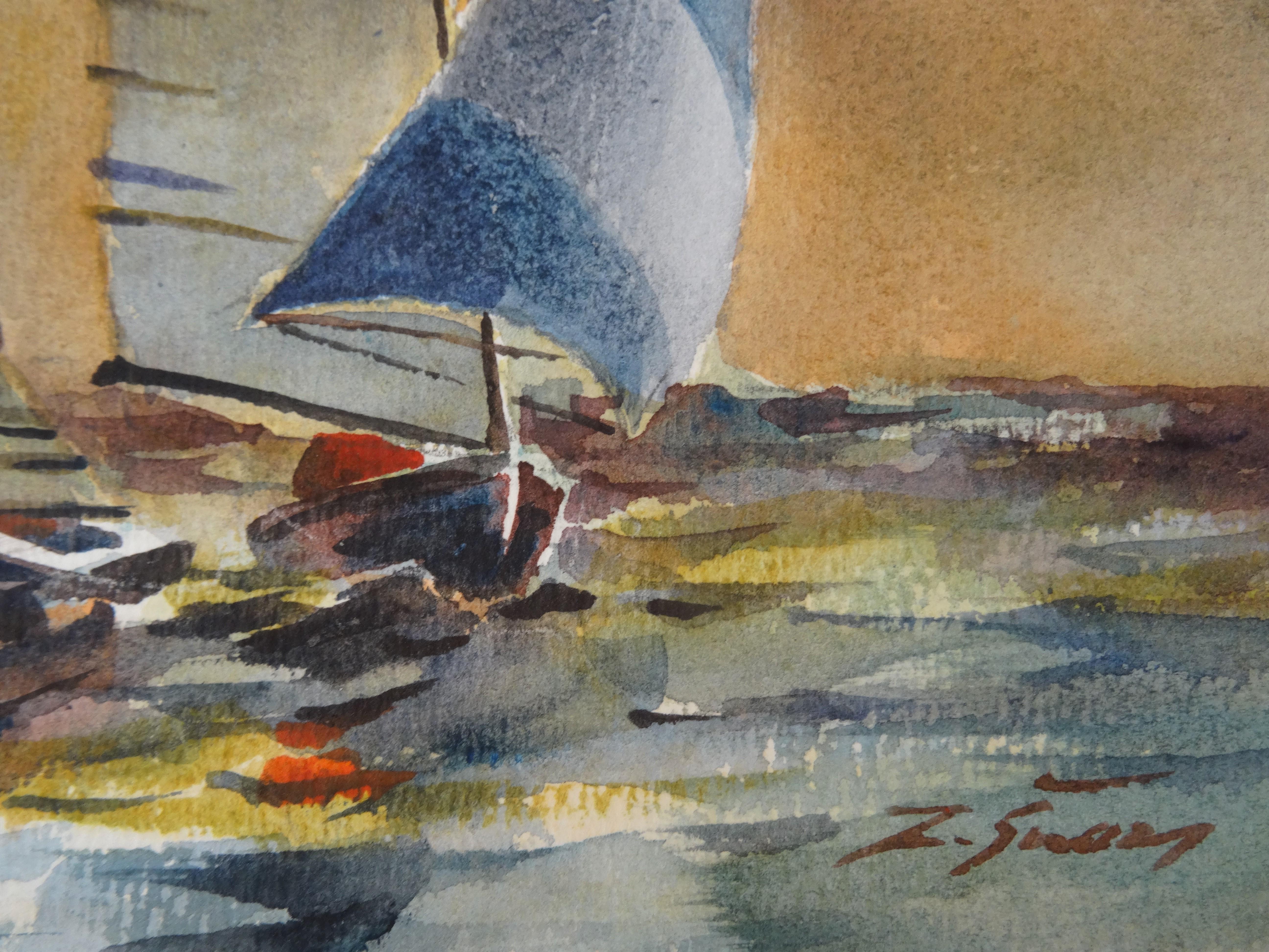 Sails I, 2020. Paper, watercolor, 24 x 18, 5 cm - Art by Zigmunds Snore 