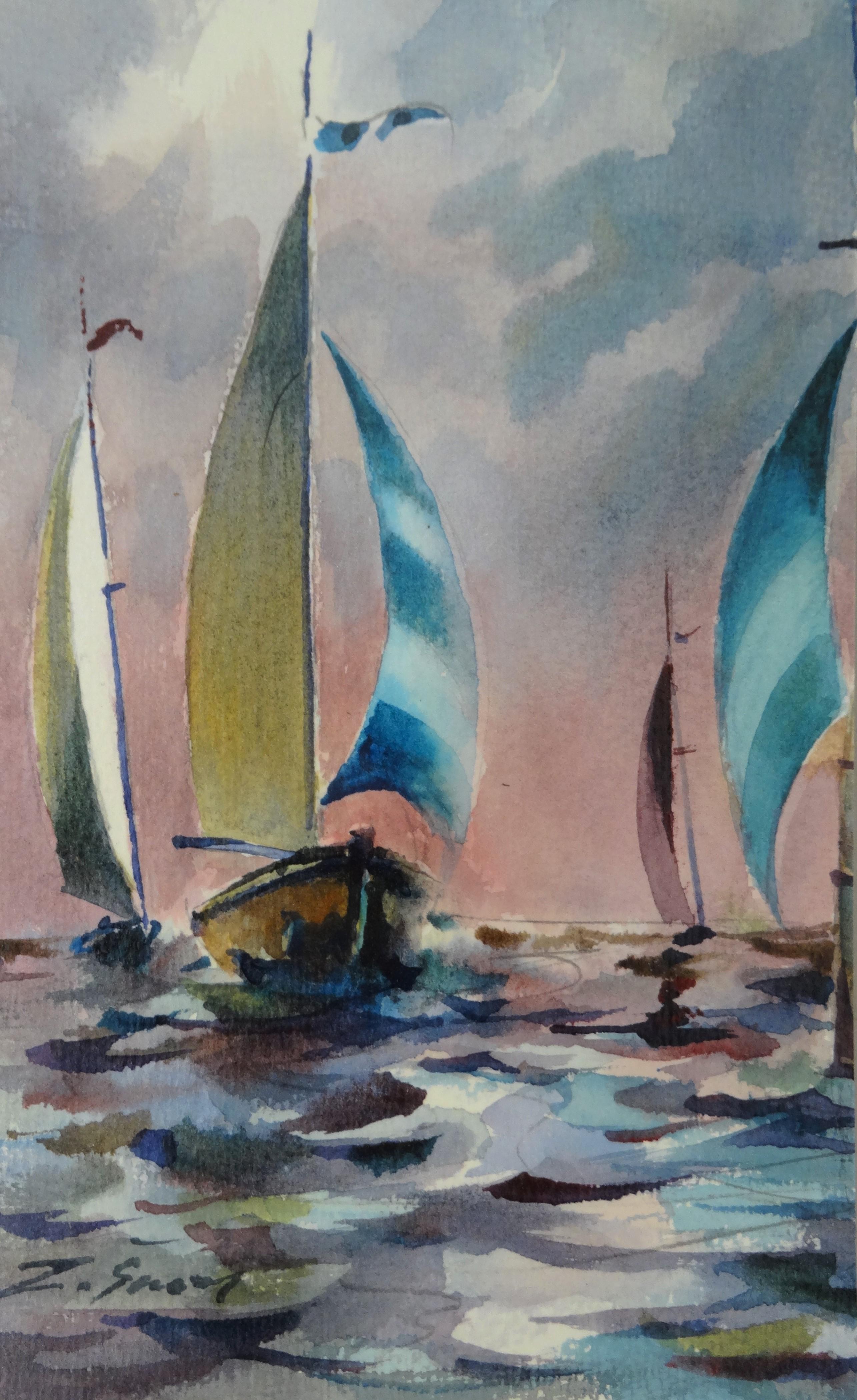 Zigmunds Snore  Landscape Art - Sails II, 2020. Paper, watercolor, 23 x 14 cm