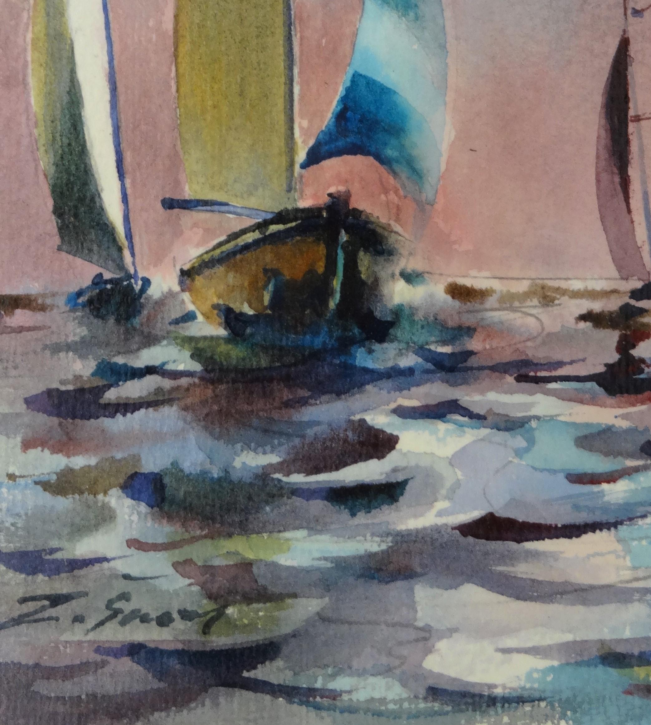 Sails II, 2020. Paper, watercolor, 23 x 14 cm - Art by Zigmunds Snore 