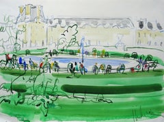 Fountain view. Tuileries garden. Paris. 2010. Watercolor on paper, 30x40 cm