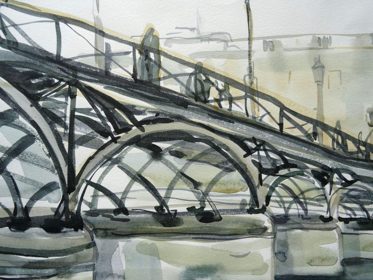 Pont des Arts. Bridge at Paris. 2010. Watercolor on paper, 40x50 cm For Sale 1