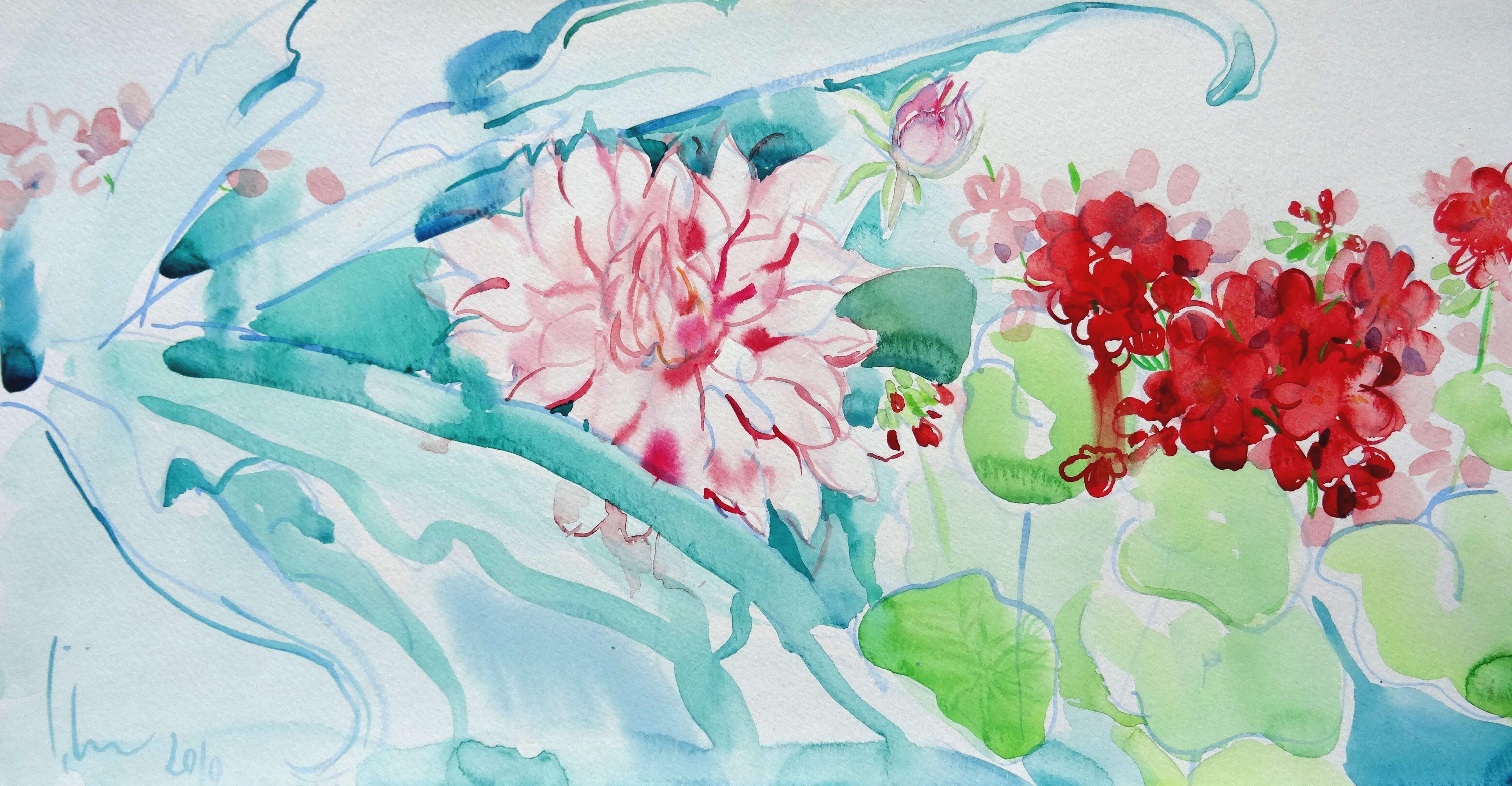 Ingrida Irbe Still-Life - Flowers Luxembourg Garden Paris. 2010. Watercolor on paper, 26x50 cm