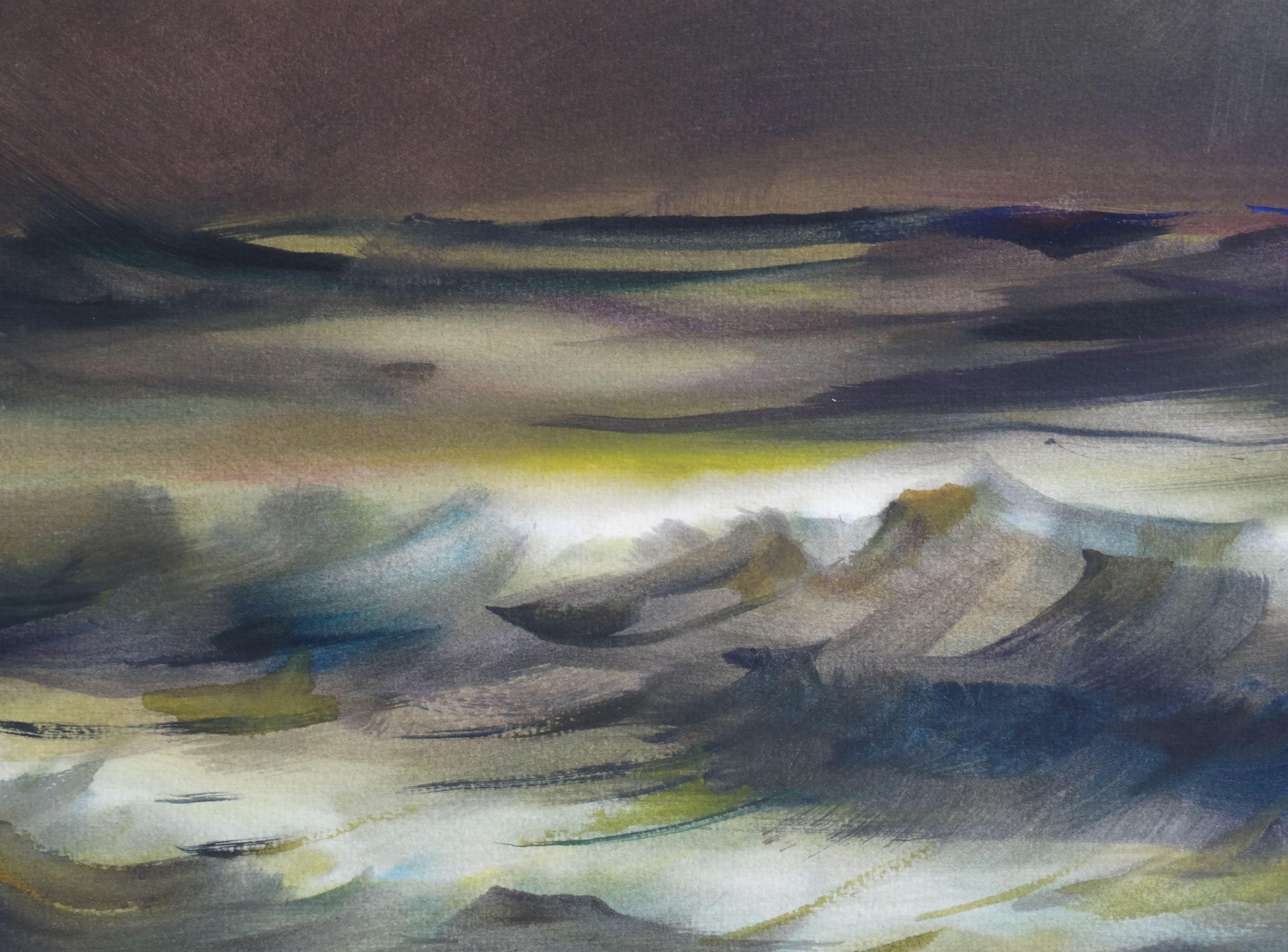 Great grandfather at sea II. Watercolor, paper, 67 x 95, 5 cm - Realist Art by Zigmunds Snore 