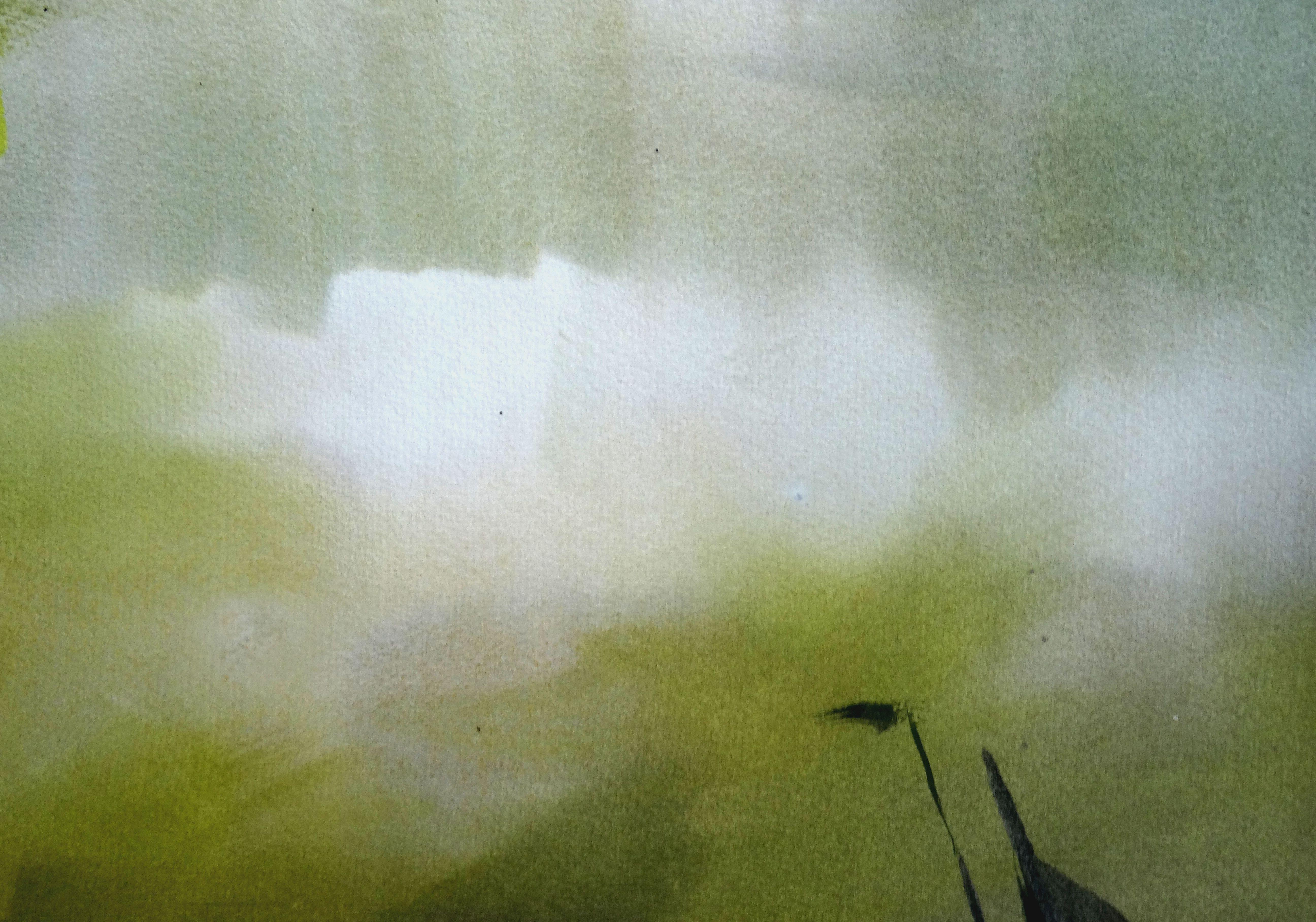 Great grandfather at sea II. Watercolor, paper, 67 x 95, 5 cm - Gray Landscape Art by Zigmunds Snore 