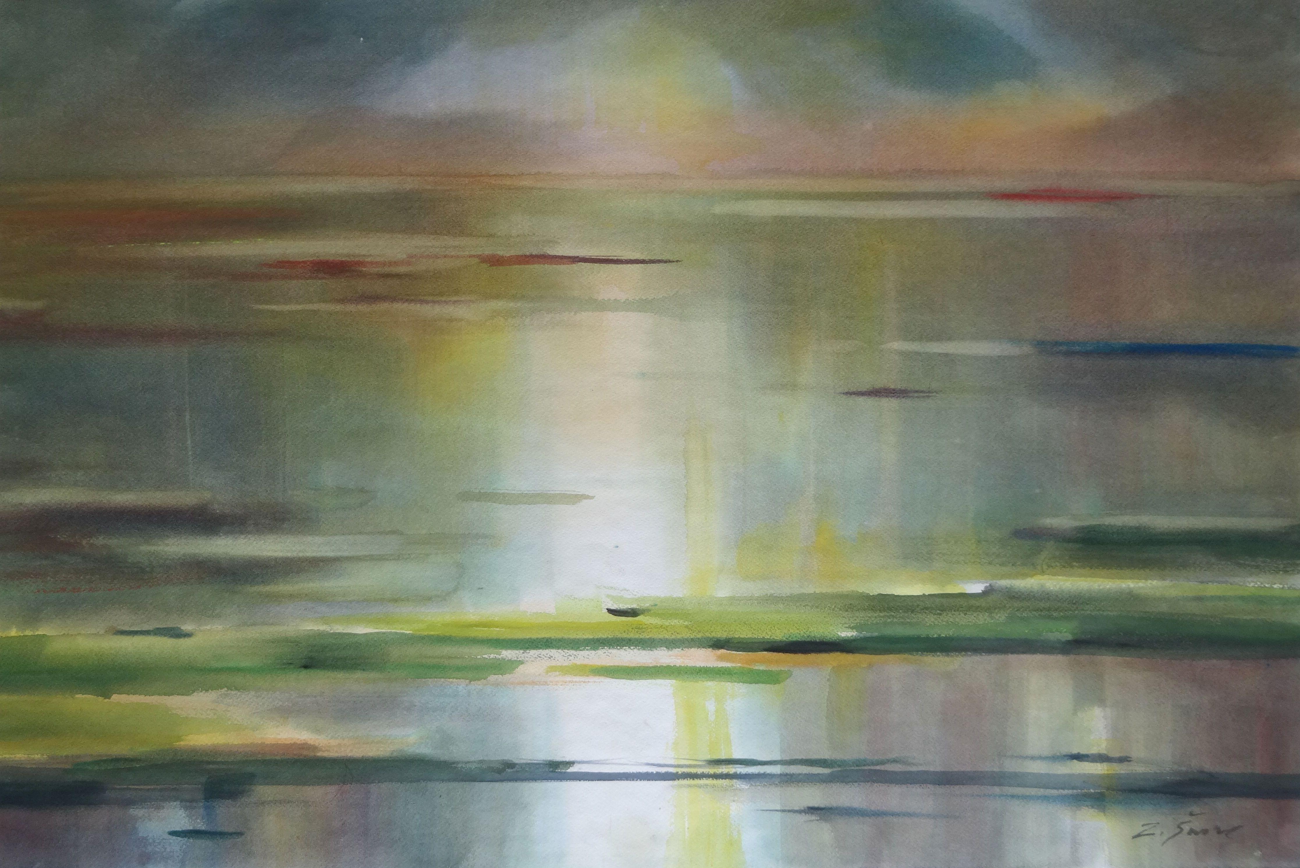 Zigmunds Snore  Landscape Painting - At Baltic sea. 2020. Watercolor, paper, 63x94 cm