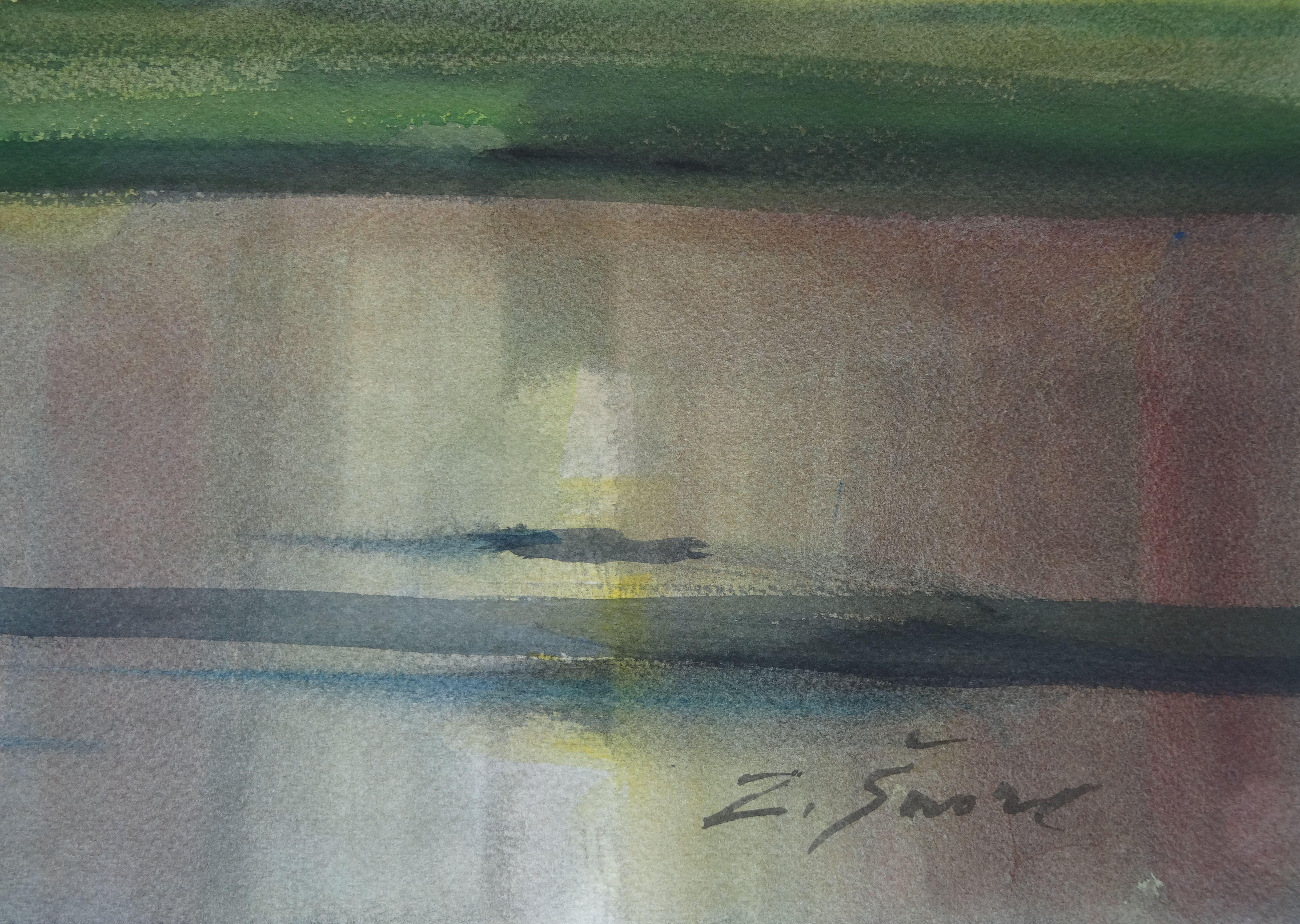 Auf dem Baltischen Meer. 2020. Aquarell, Papier, 63x94 cm – Painting von Zigmunds Snore 