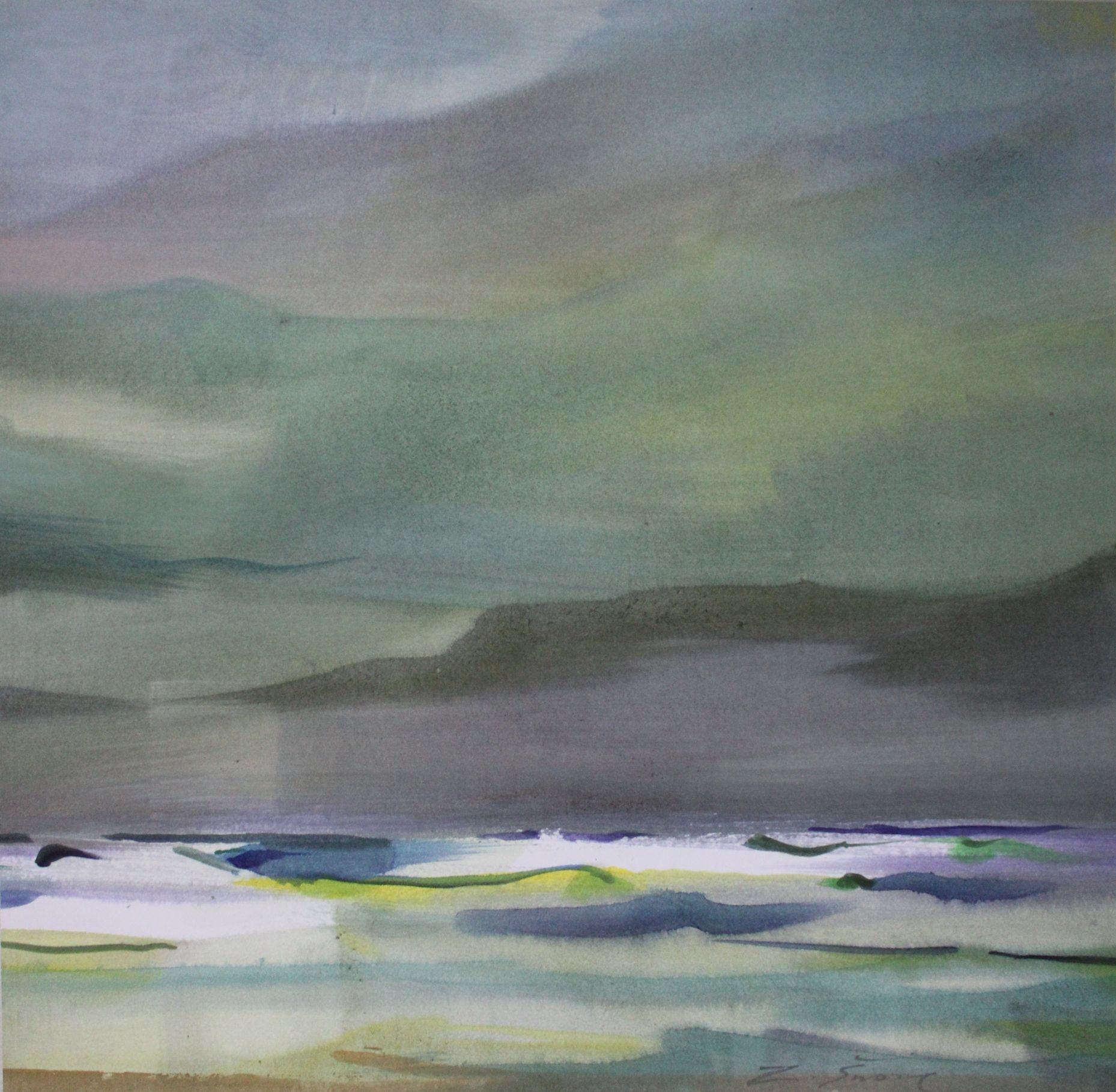 Landscape Painting de Zigmunds Snore  - En el mar 2020, Acuarela, papel, 61 x 62 cm