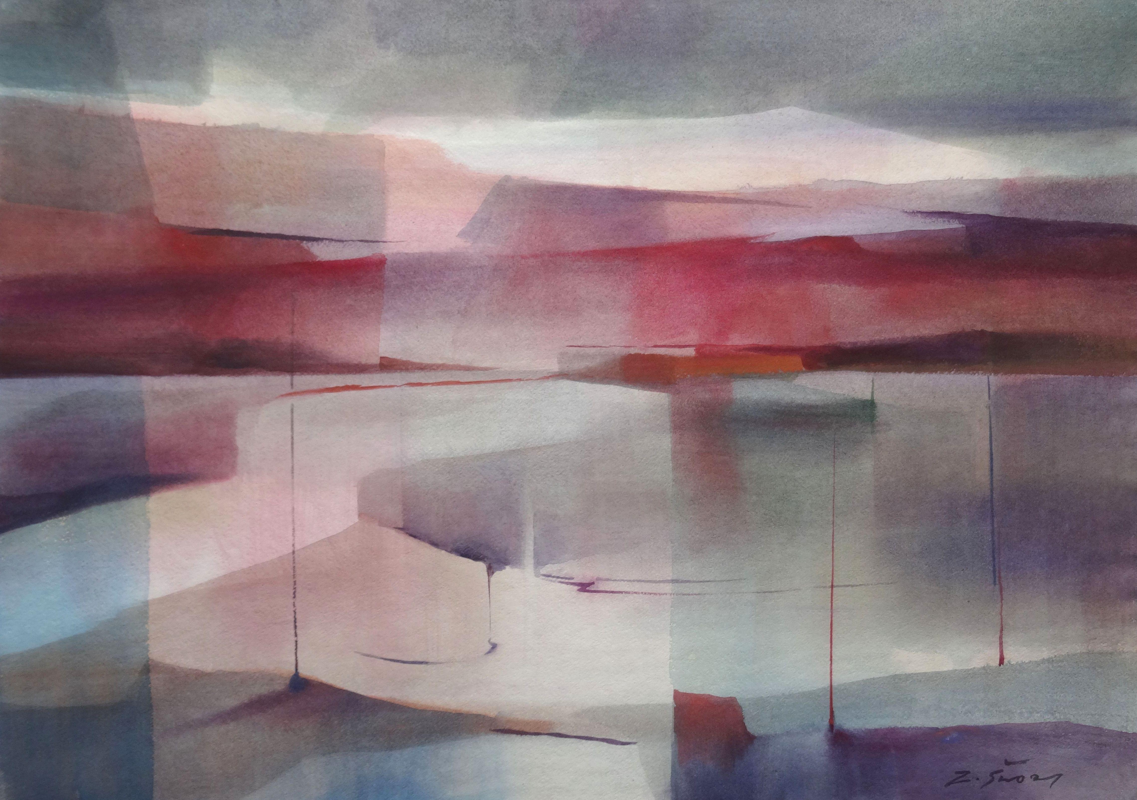 Zigmunds Snore  Abstract Painting - Mood. 2020. Watercolor, paper, 60, 5 x 85, 5 cm