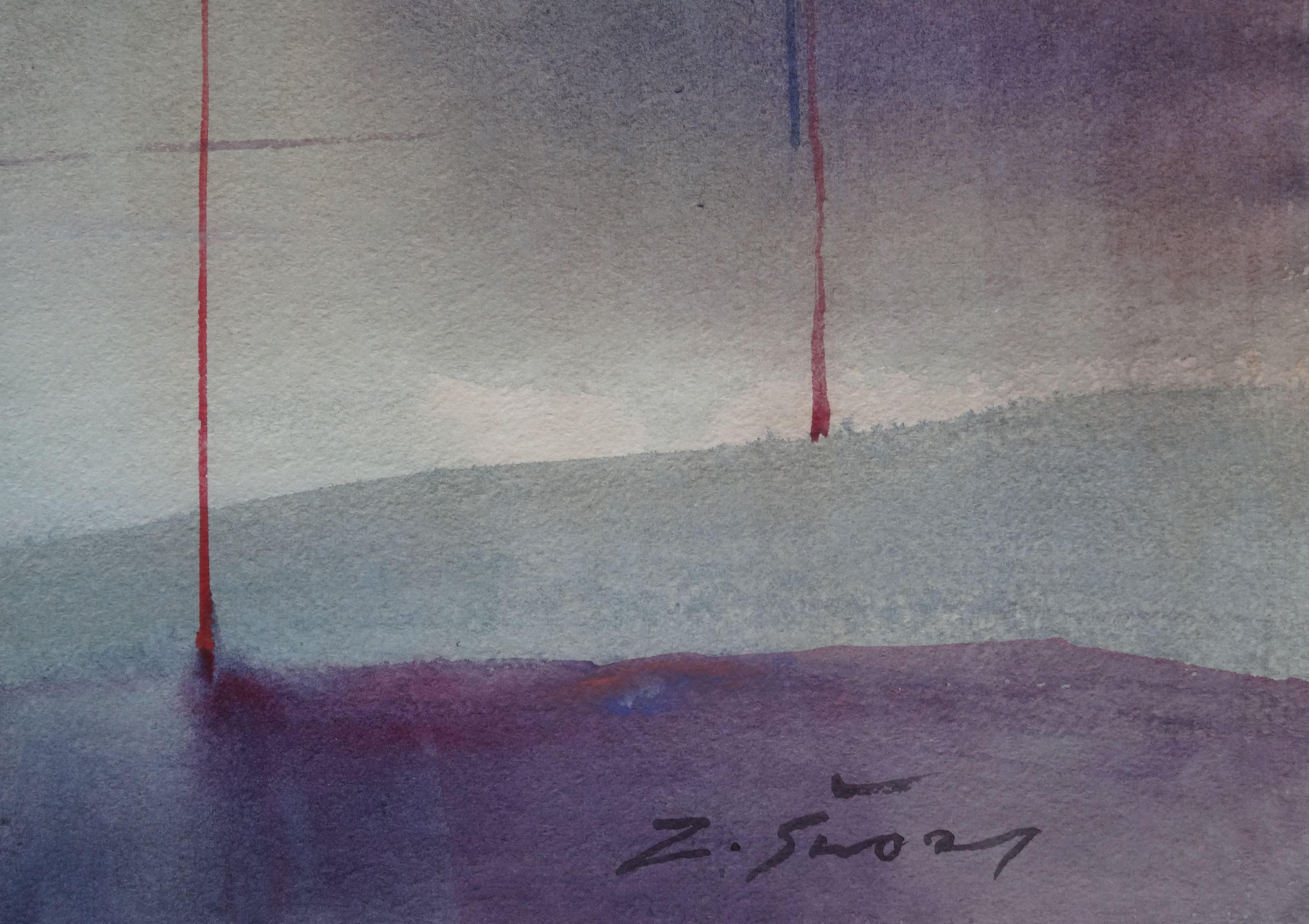 Mood. 2020. Watercolor, paper, 60, 5 x 85, 5 cm - Painting by Zigmunds Snore 