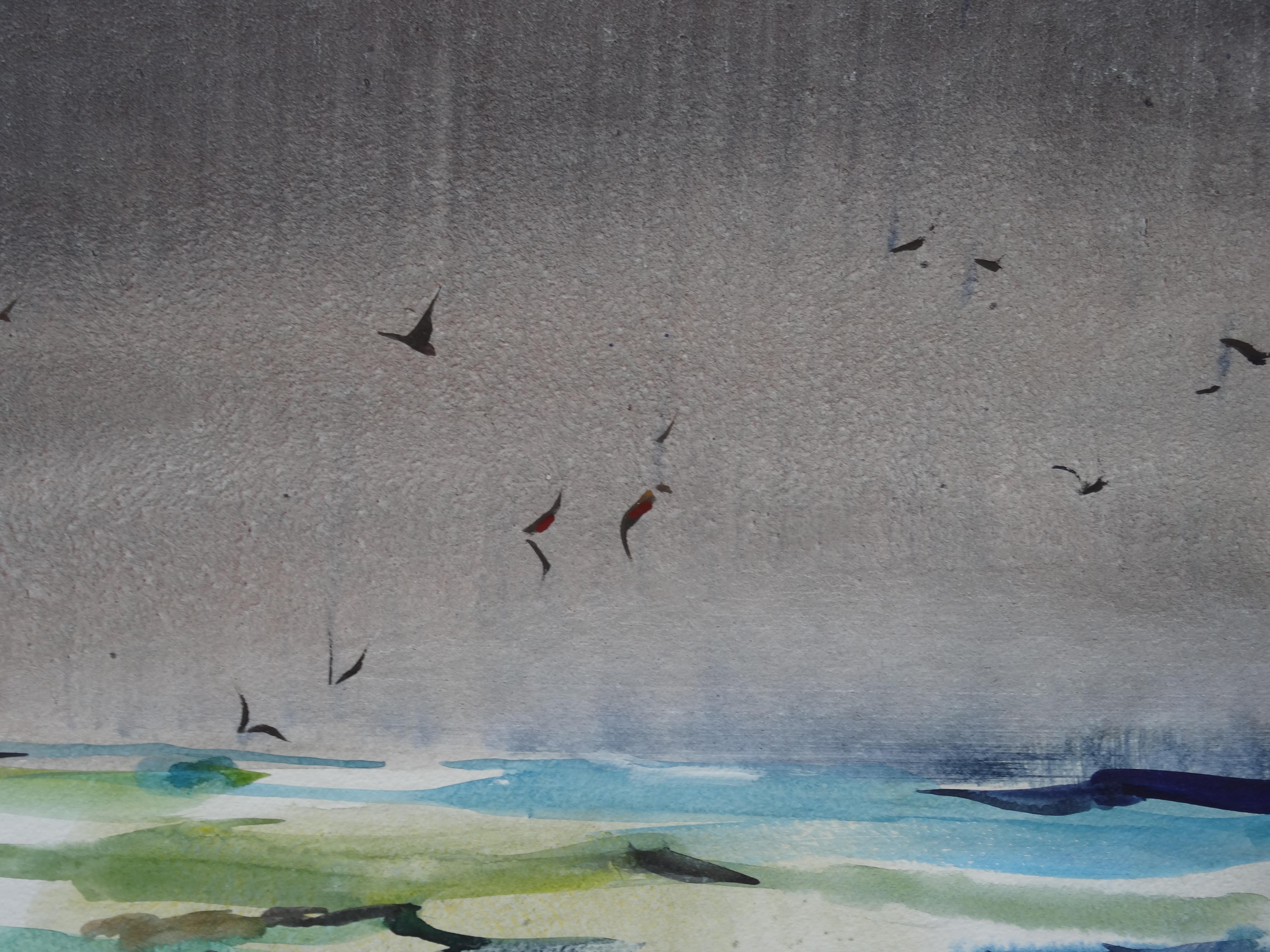 Vogele. 2020. Aquarell, Papier, 66 x 96 cm (Realismus), Painting, von Zigmunds Snore 