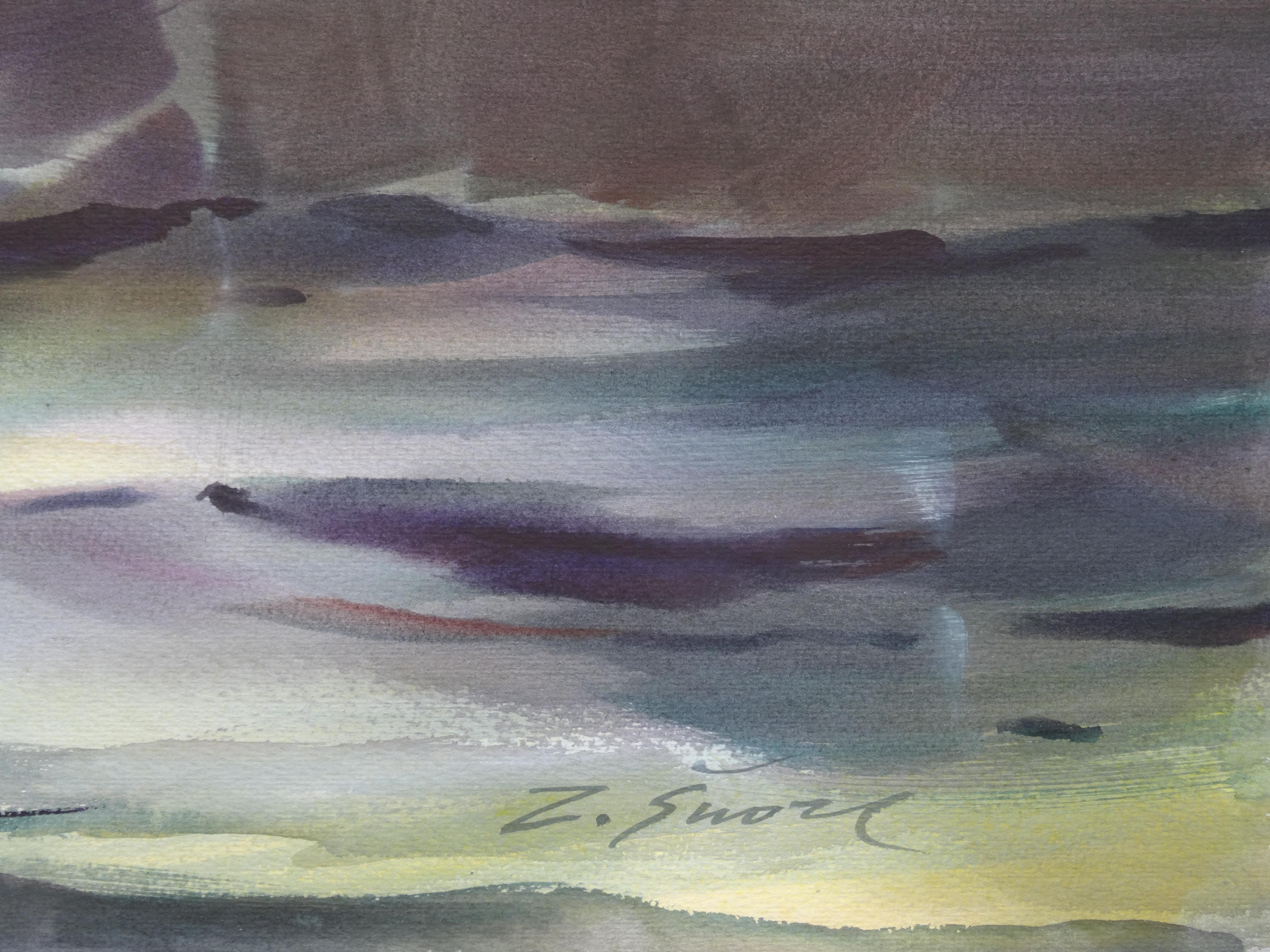 Nach dem Sturm. 2020. Aquarell, Papier, 70 x 96 cm – Painting von Zigmunds Snore 