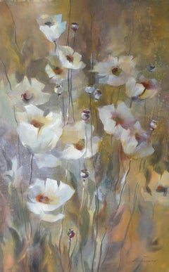 Flowers in beige colors. 2020. Watercolor, paper, 82 x 51, 5 cm