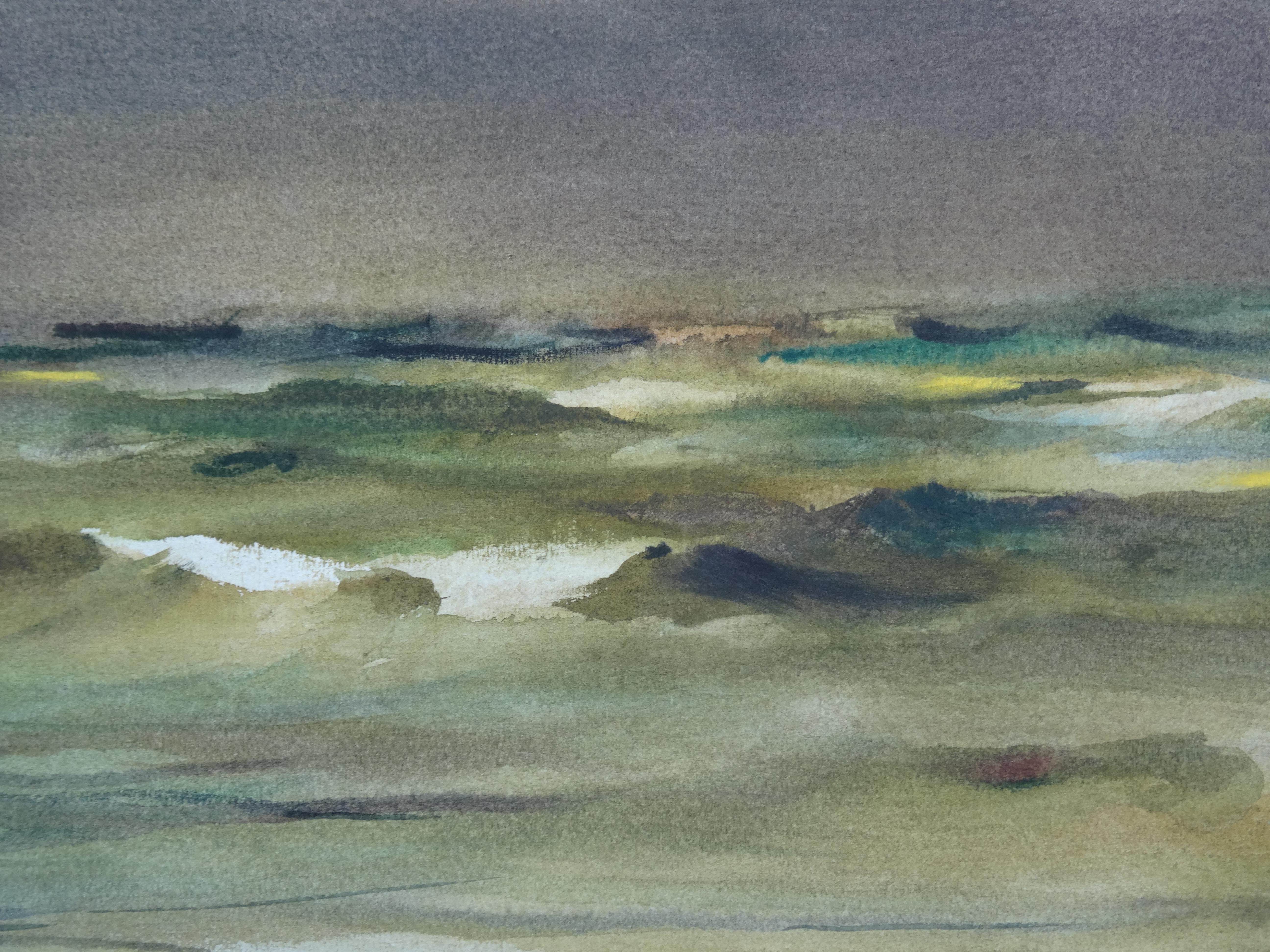 Morning at the sea. 2020. Watercolor, paper, 40 x 62 cm - Painting by Zigmunds Snore 