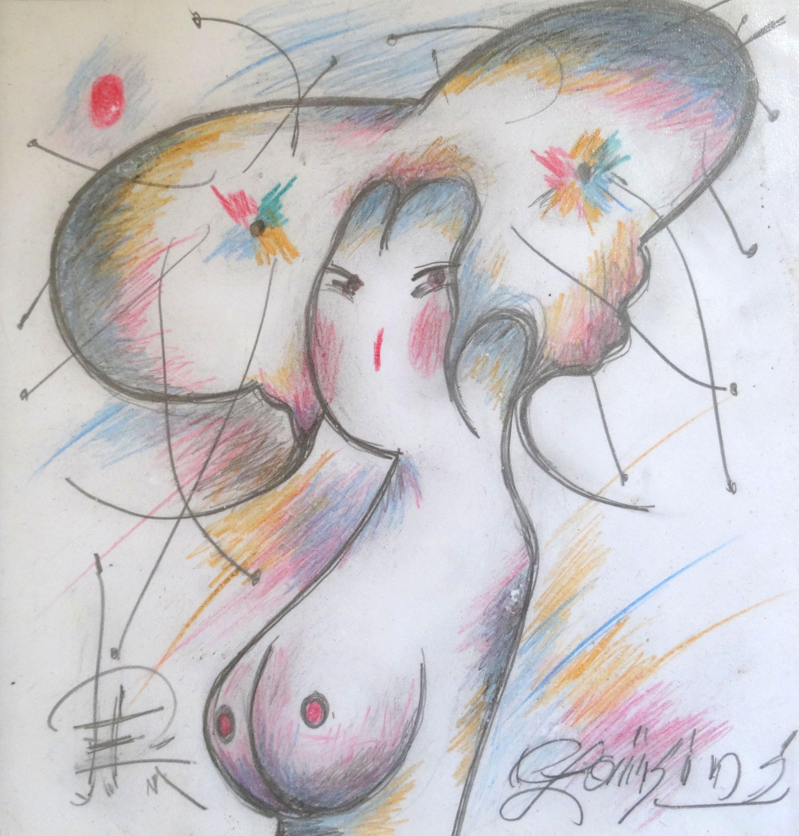 Ivars Zaikins  Portrait - Geisha. Paper, colored pencils, 22x21 cm