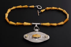 Silver necklace with Baltic amber author`s work