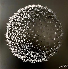 "Luna", scultura da parete in metallo misto 3D