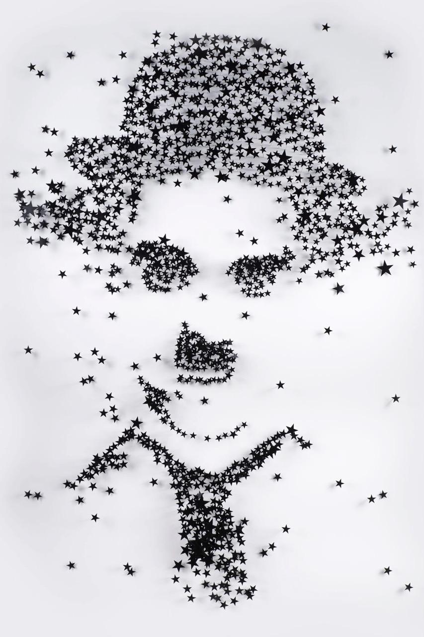 Charlie Chaplin, 3D Mixed Medium Metal Wall Sculpture
