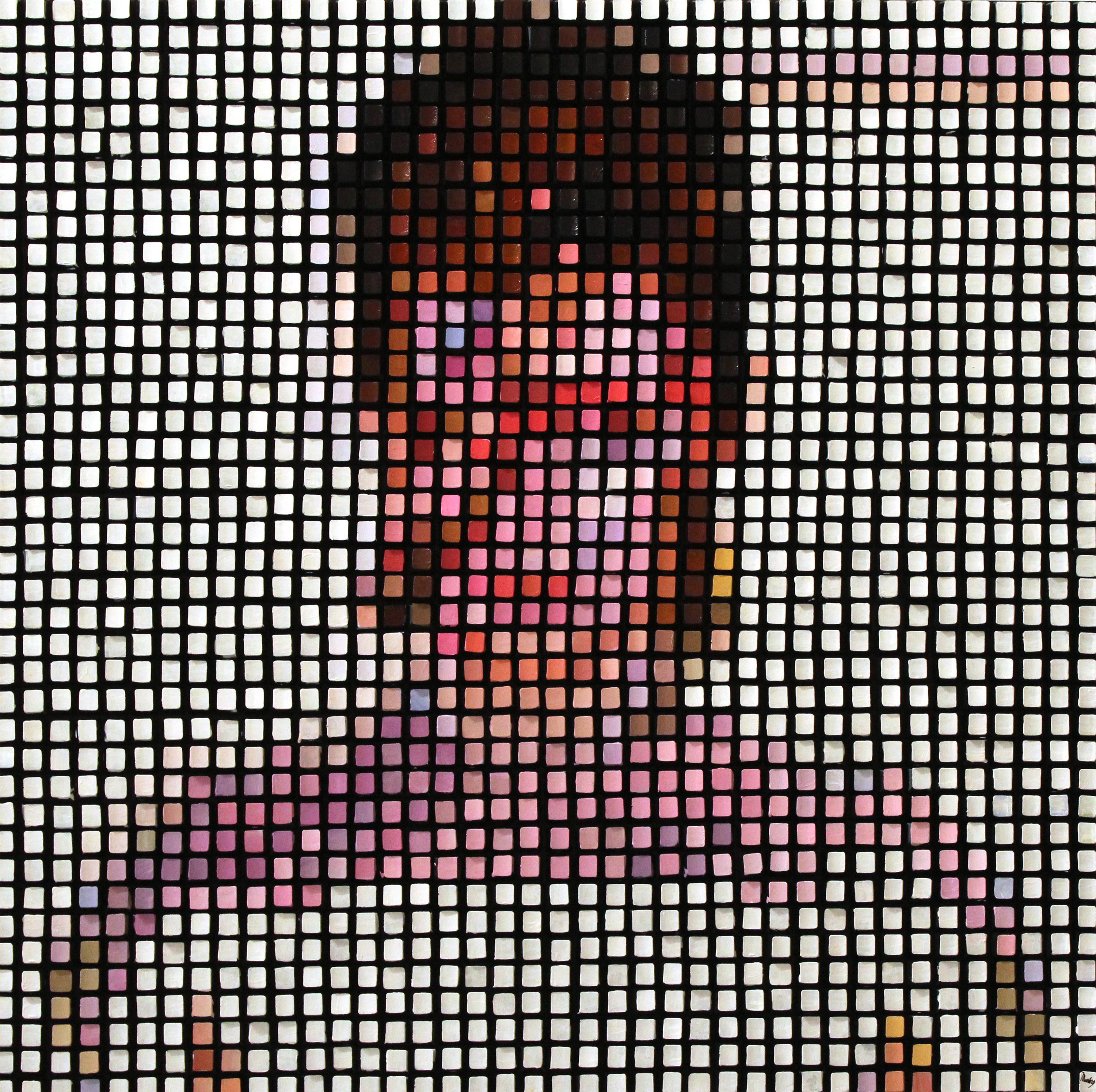 Pixel Remaster Series: Bowie, Acrylic and Keyboard Keys on Panel - Mixed Media Art by Georges Monfils