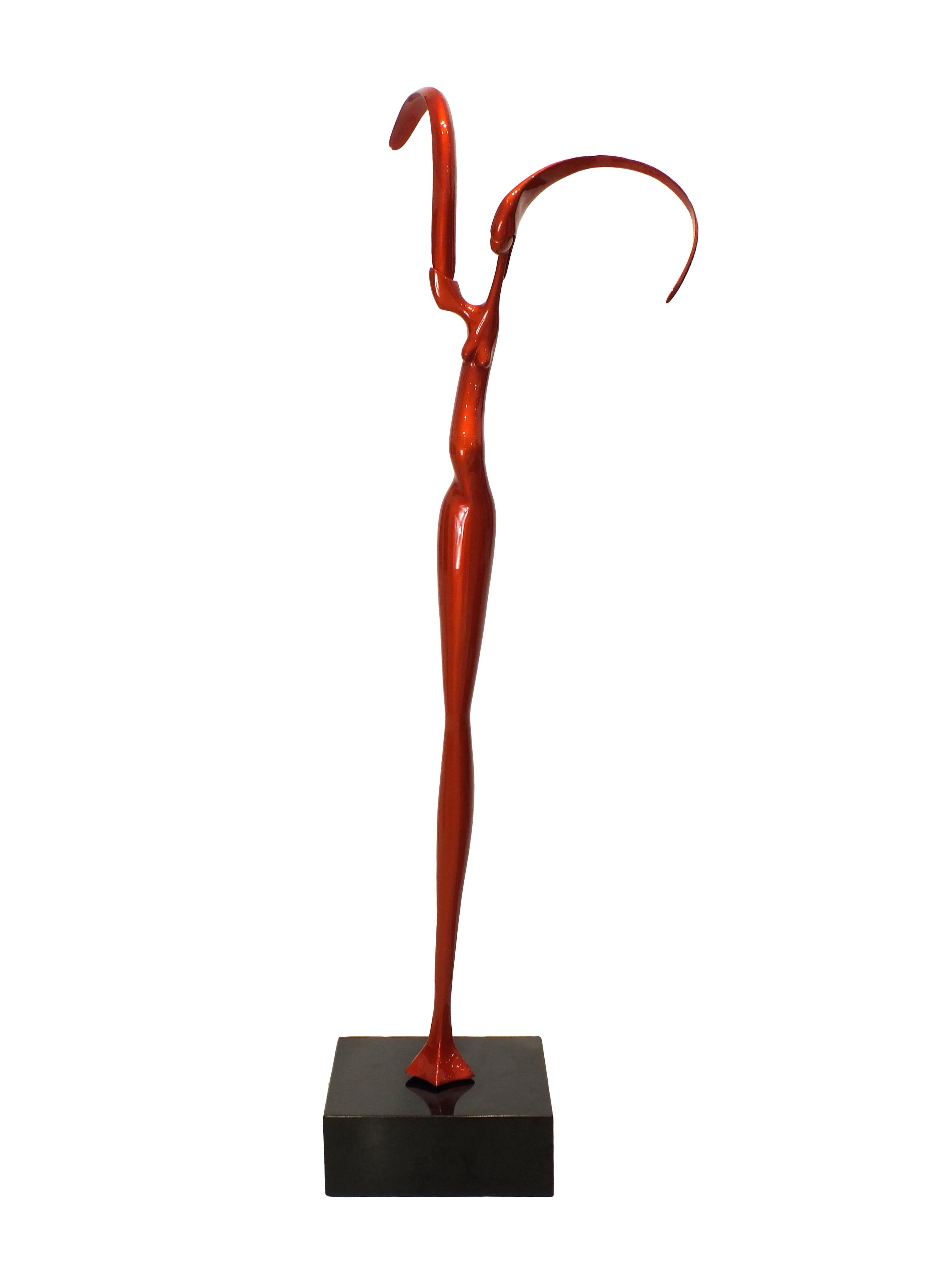 Paul Braslow Abstract Sculpture - Lilith [Orange], Bronze