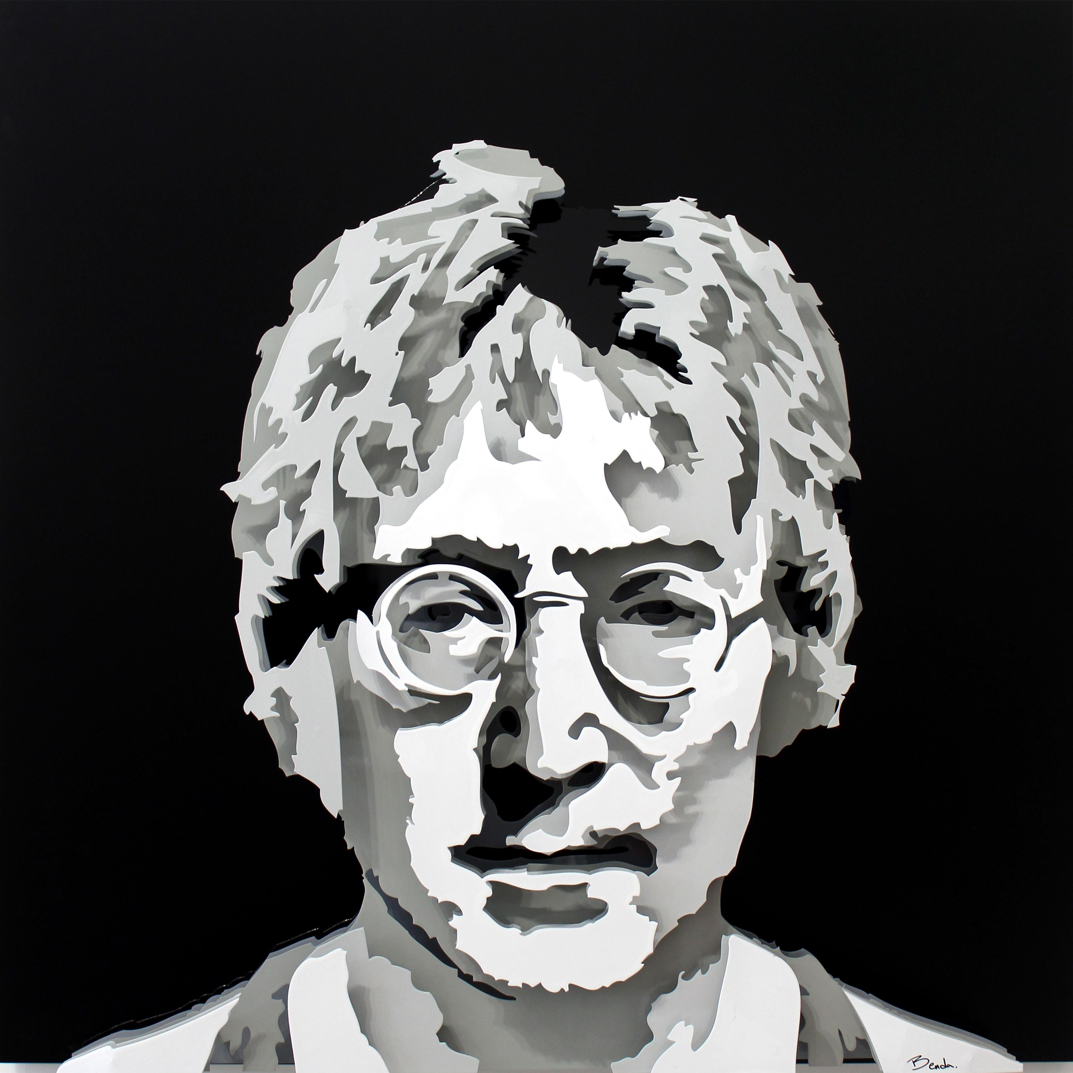 "John Lennon", 3D Painted Metal Wall Sculpture 