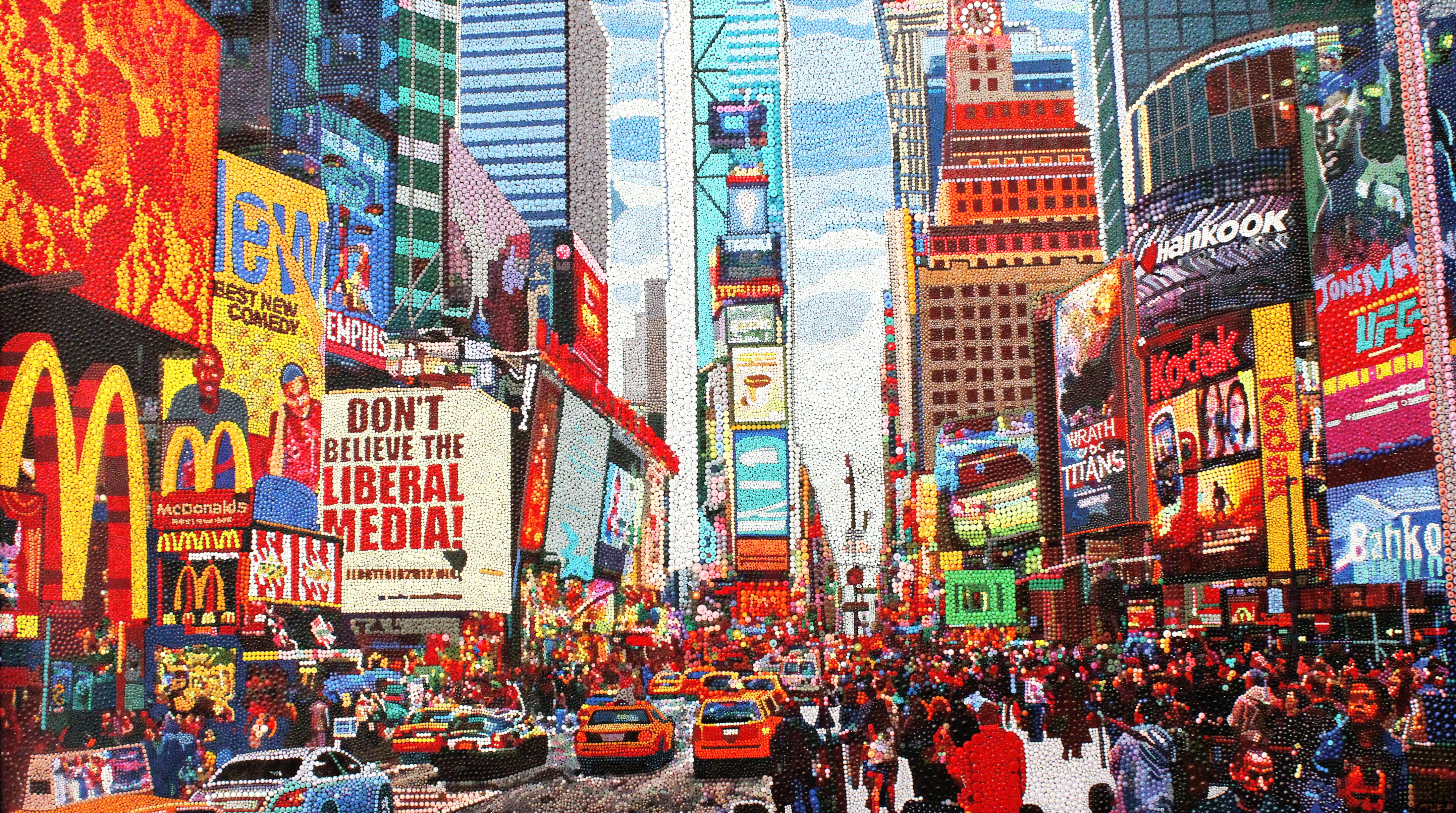 Times Square, Acrylic on Canvas - Mixed Media Art by Ophear 