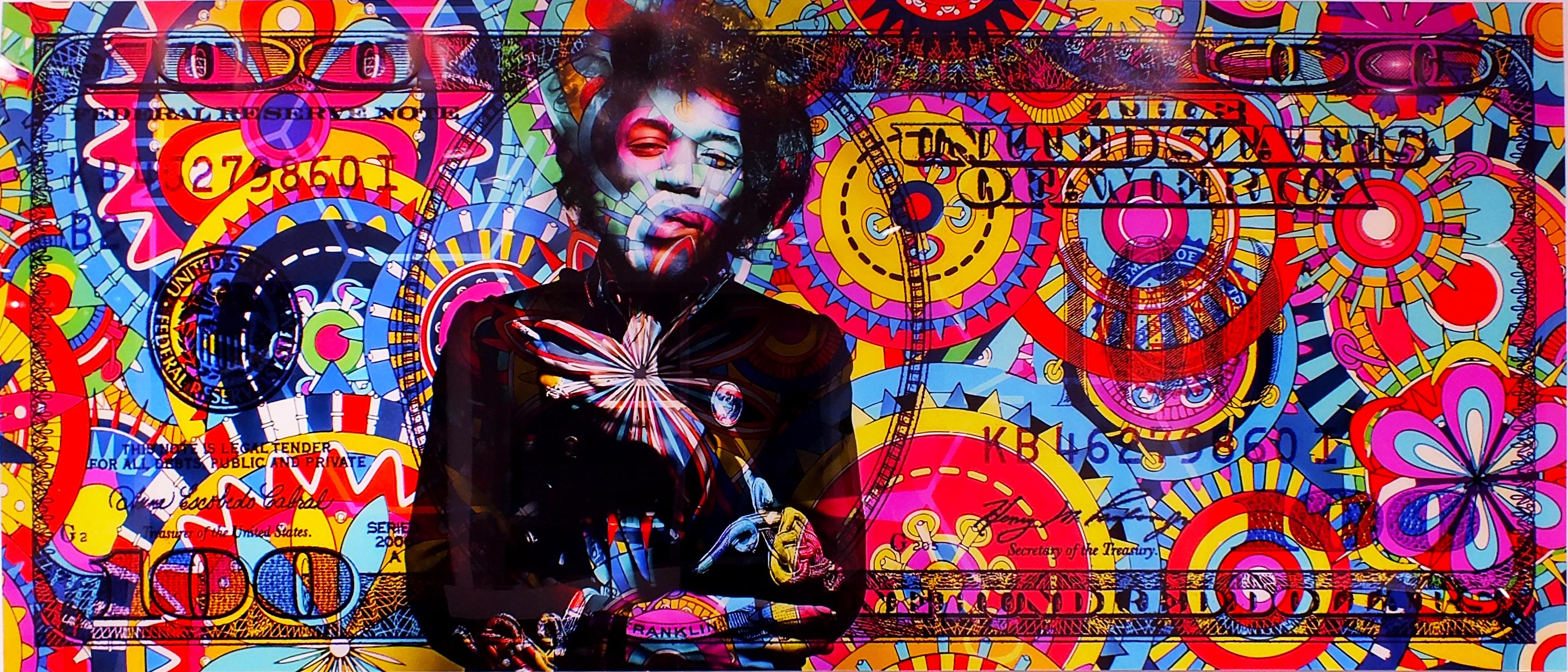Hendrix Cash Culture, Acrylic on Giclee - Mixed Media Art by SQRA