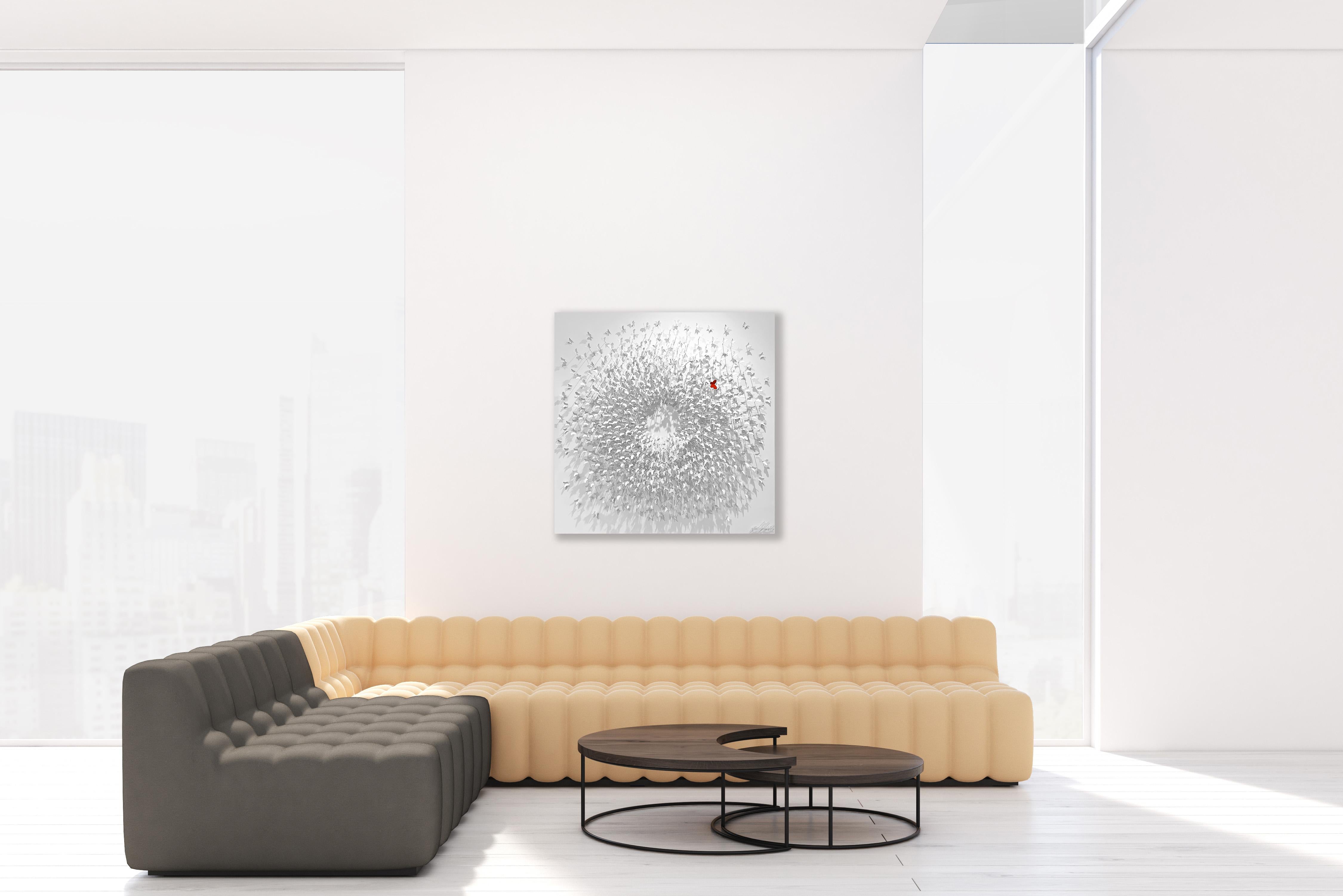''Here Comes The Sun''  is a unique  mix medium hand painted metal wall sculpture on wood panel by Joel Amit. The artwork comes with a certificate of authenticity and artist's book. This piece is signed and comes ready hang.

 Amit begins each of