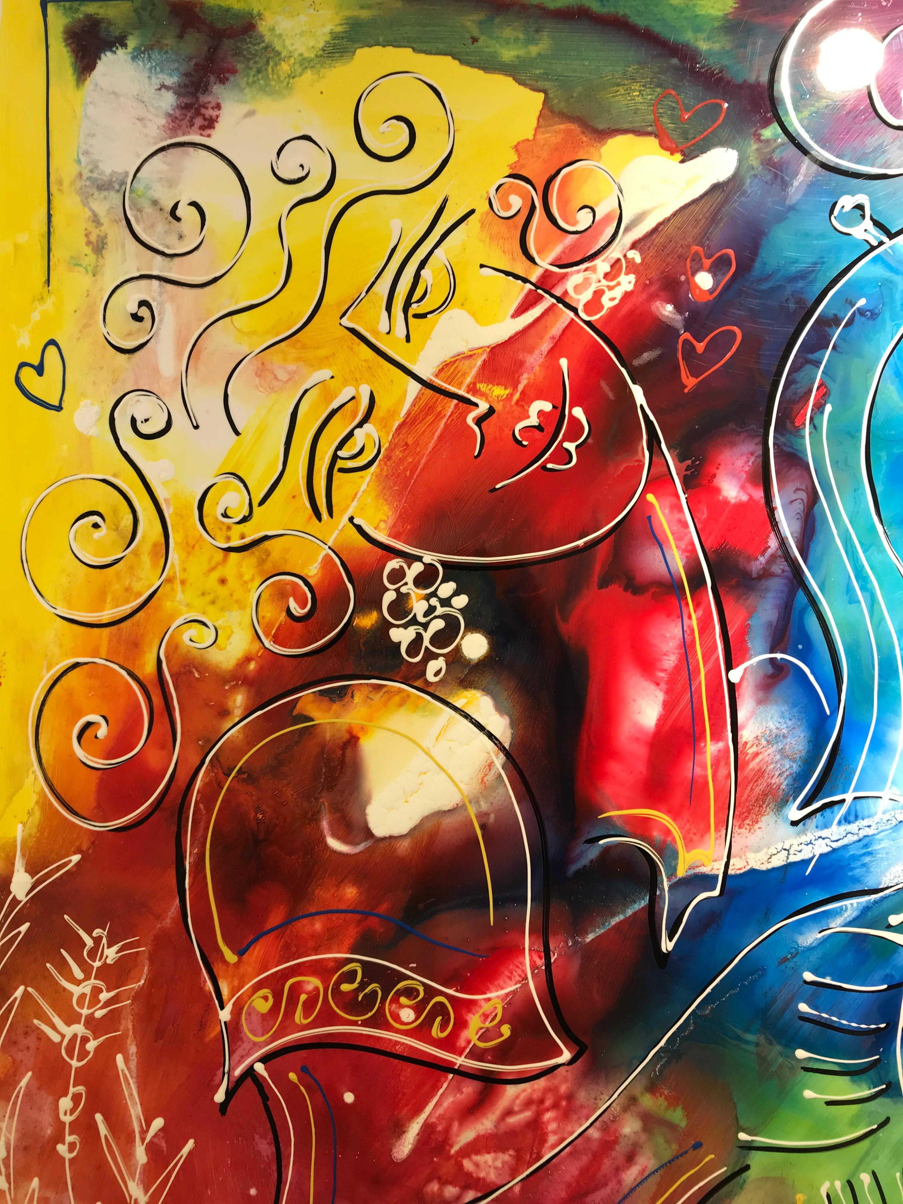Frau beim Cello-Spielen (Zeitgenössisch), Painting, von Oz El Hai