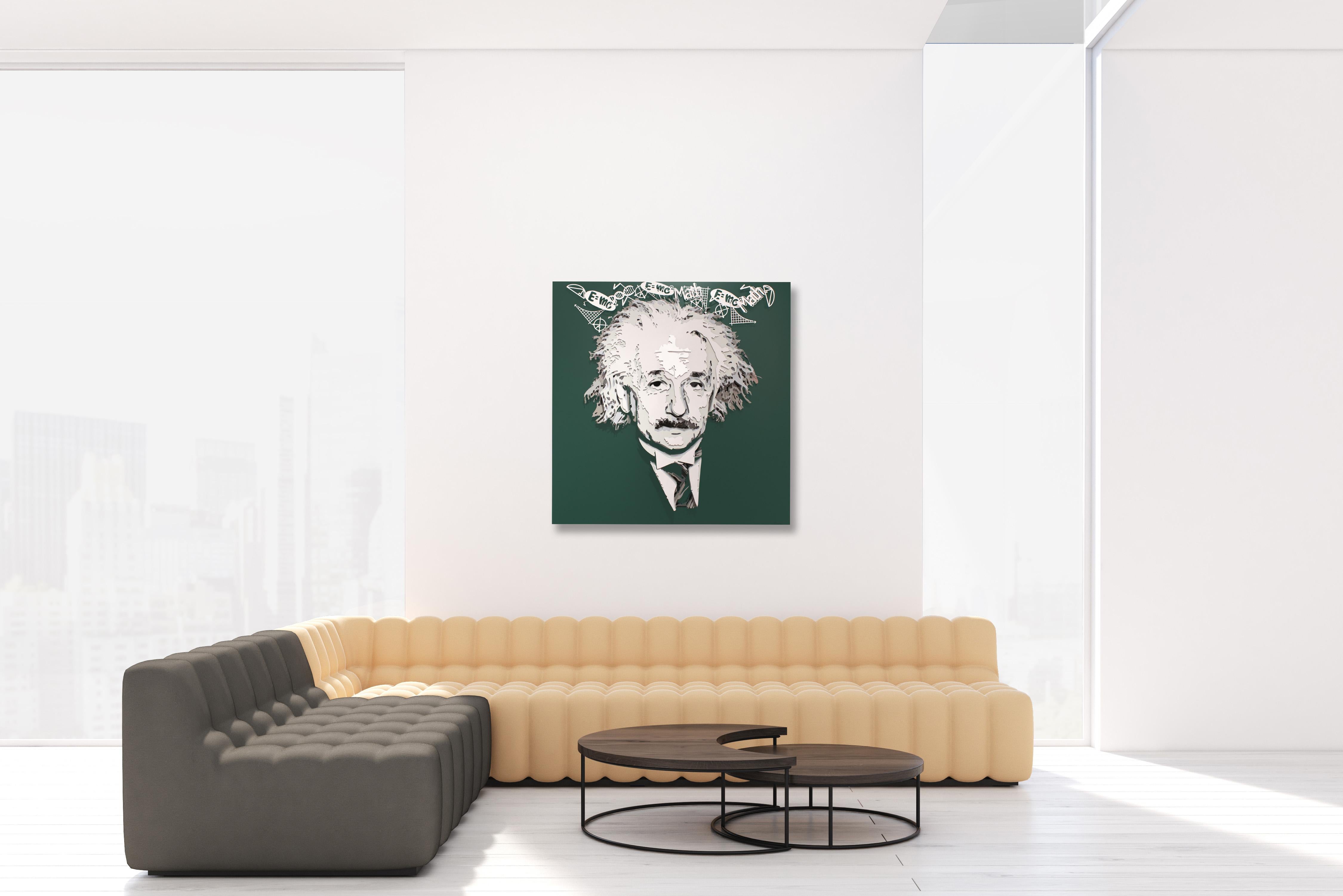 „Einstein“, 3D-gemalte Metall-Wandskulptur  im Angebot 1