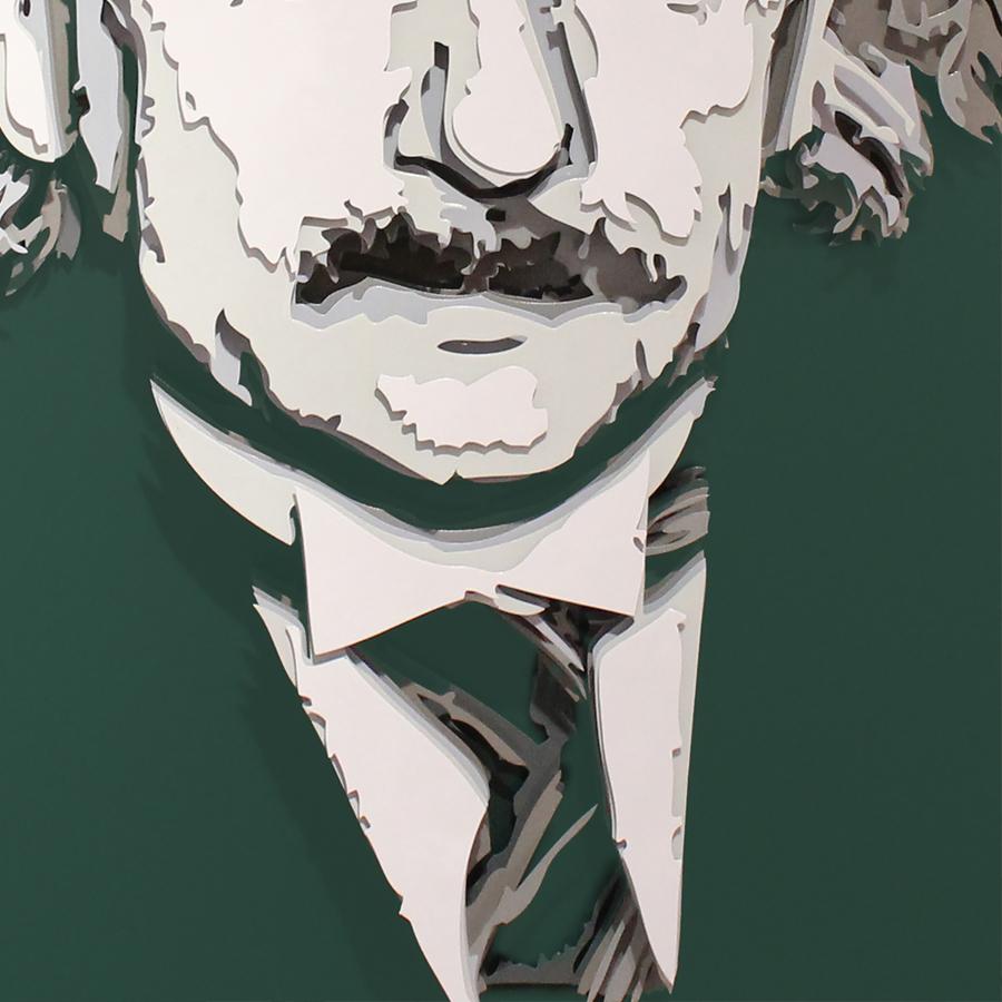 „Einstein“, 3D-gemalte Metall-Wandskulptur  (Zeitgenössisch), Mixed Media Art, von Benda 