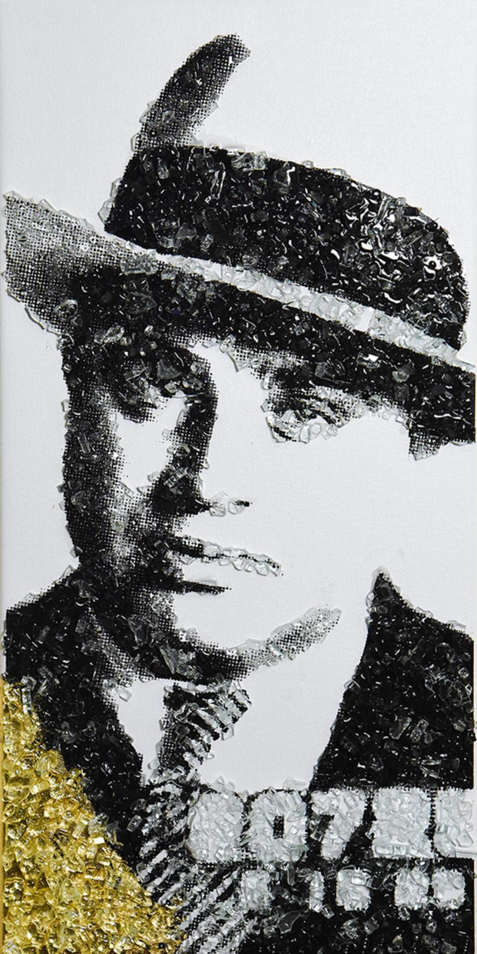 "Scarface Capone'" - Al Capone, Shattered Glass on Canvas - Mixed Media Art by The Unsigned Artist