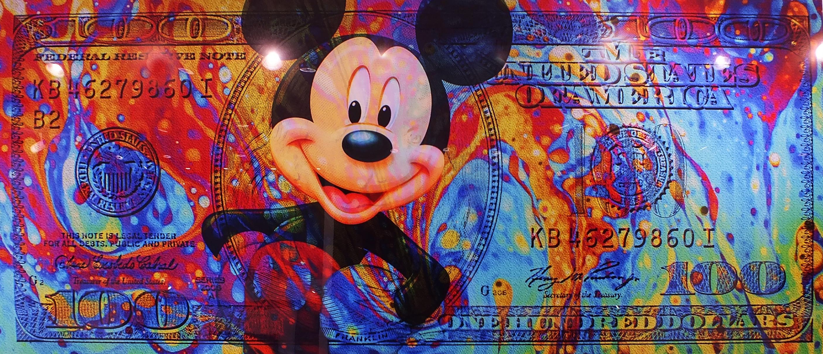 Mickey Cash Culture, Acrylic on Giclee - Mixed Media Art by SQRA